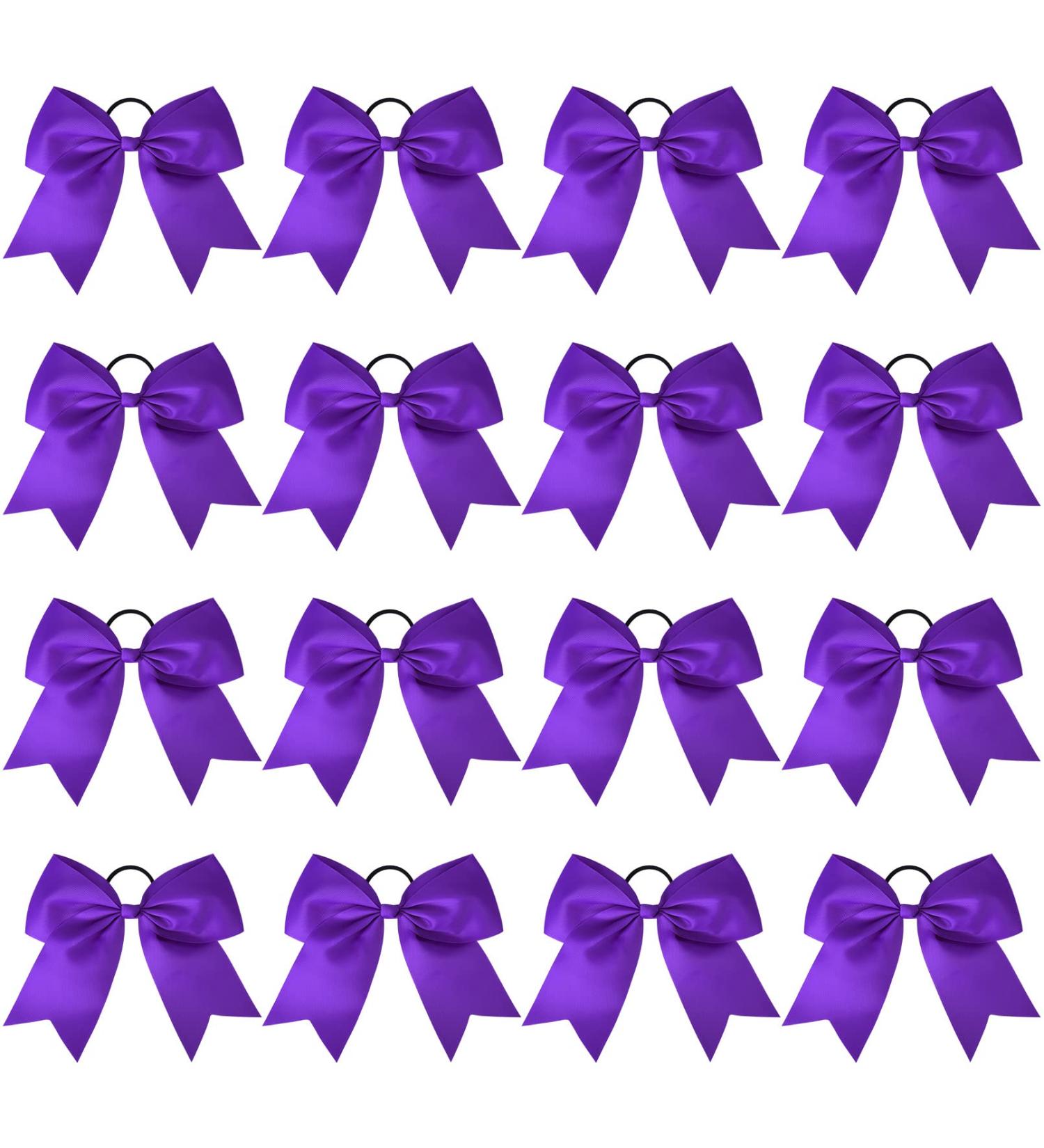 DEEKA 16PCS 8 Inch Large Cheer Bows Ponytail Holder - Purple Handmade for Girls Teens Softball Cheerleader Sports - Buy Online on GoSupps.com