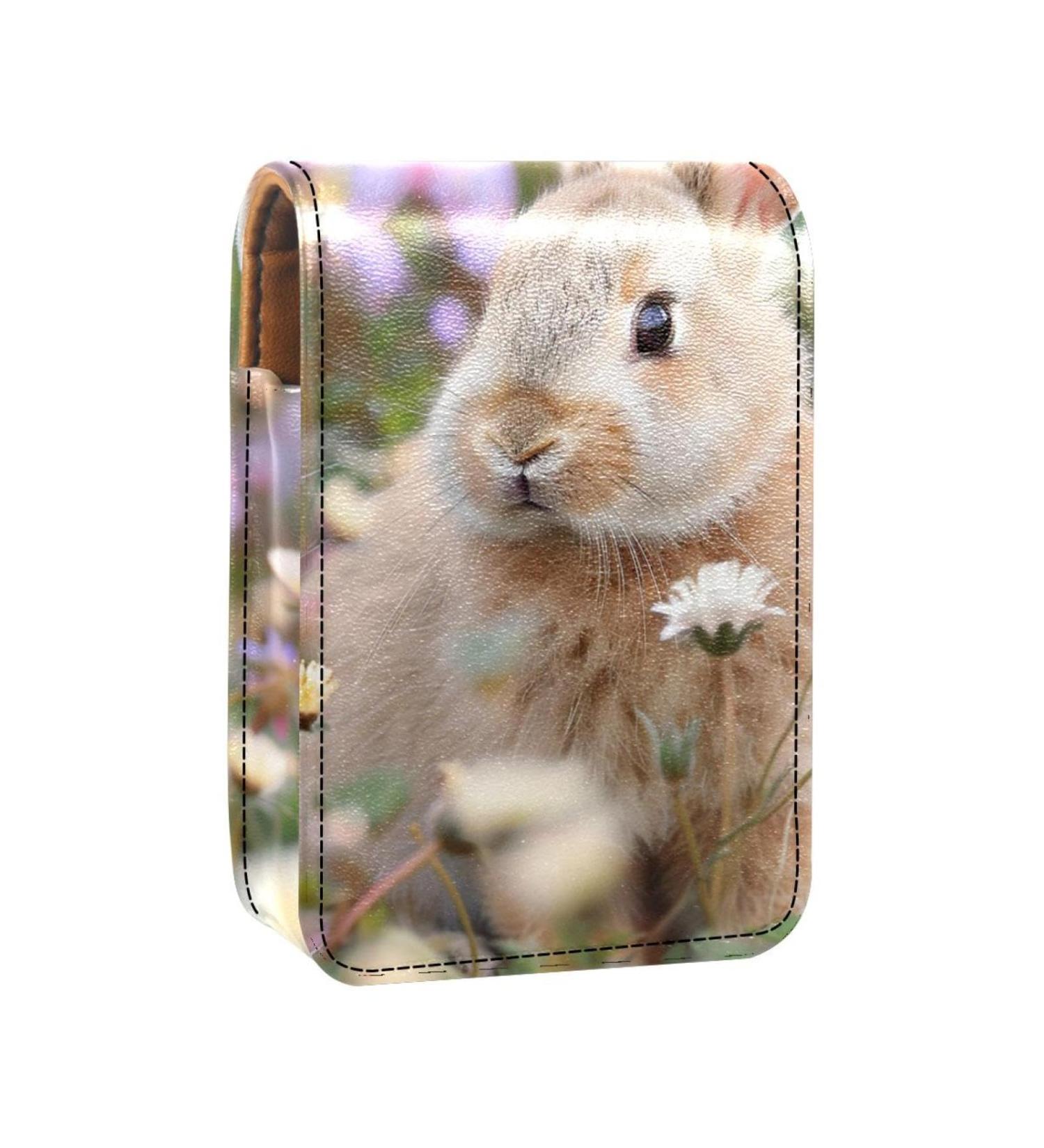 Buy Bunny Rabbit Leather Lipstick Case - Mini Lip Gloss Organizer with Mirror | Daisy D707p1ttok - International Shipping Available - Buy Online on GoSupps.com