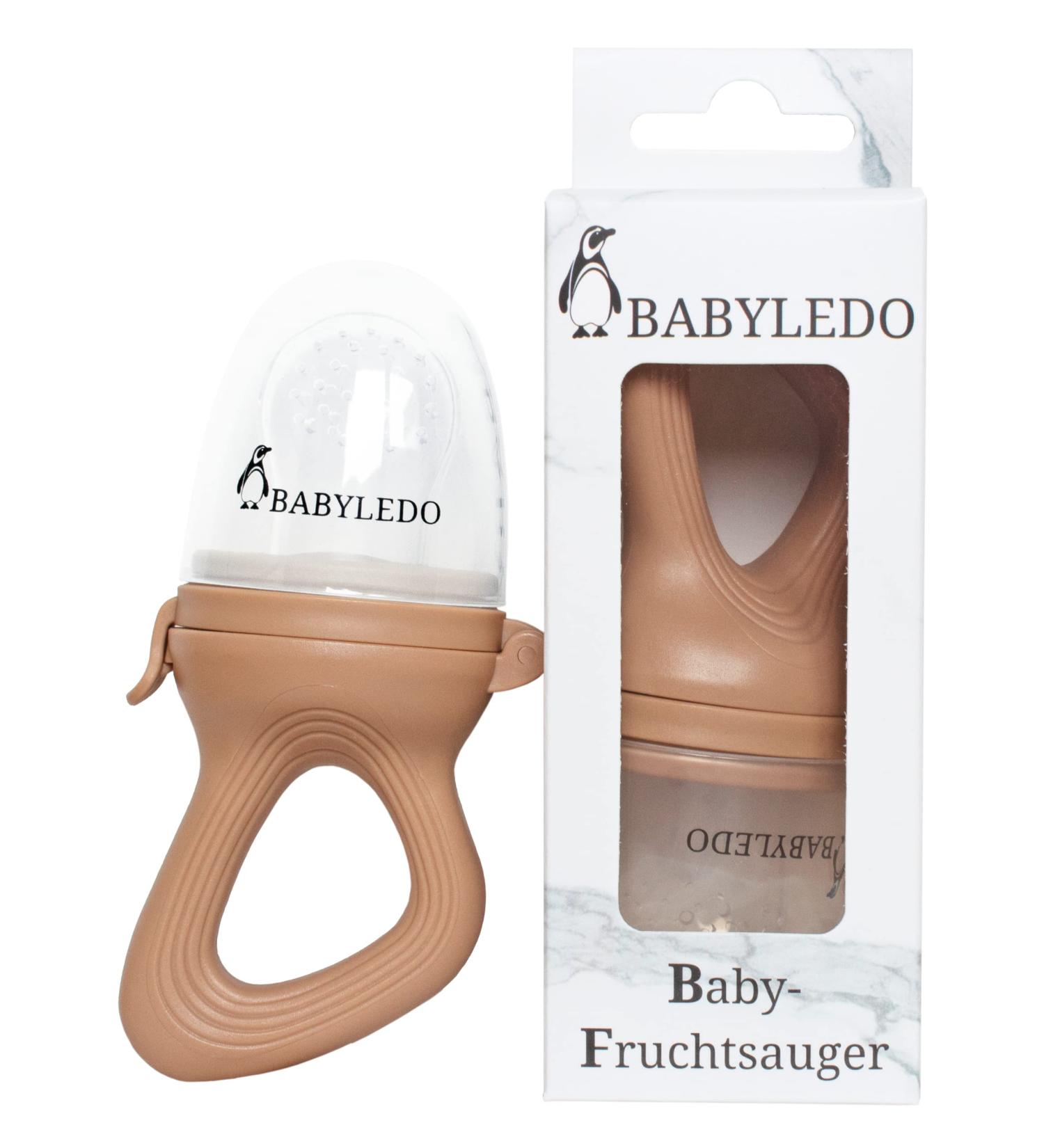 BABYLEDO Baby Fruit Pacifier with Teething Ring - Fox Brown | Safe Baby Teething Aid for Fruits & Vegetables - Buy Online on GoSupps.com