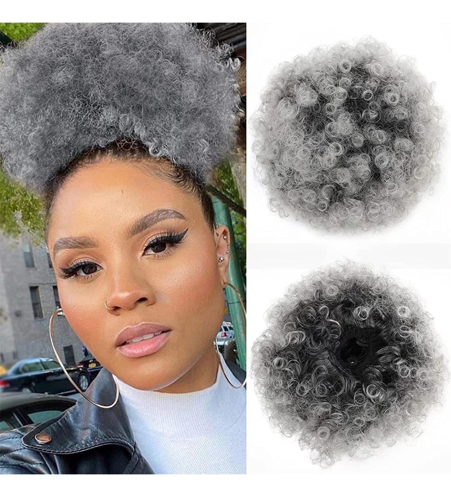 Afro Puff Drawstring Ponytail for Black Women High Puff Drawstring Short Ponytail Bun Afro Kinky Curly Ponytail Hairpieces with Clip In (1BT0906)