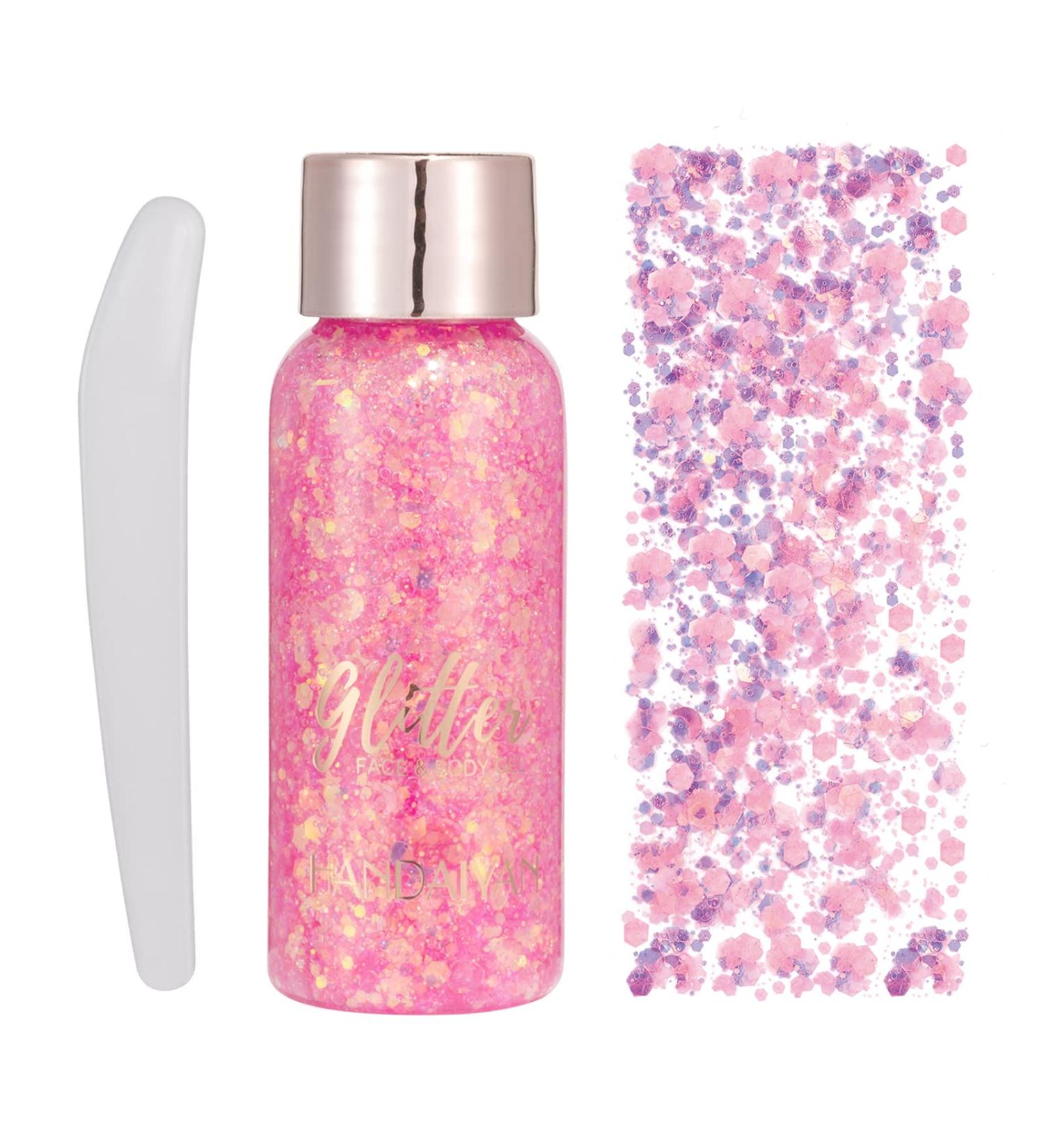 Holographic Body Glitter Gel - Long-Lasting, Waterproof Mermaid Sequins Liquid Eyeshadow in Pink 104 for Festivals and Rave Parties - Buy Online on GoSupps.com