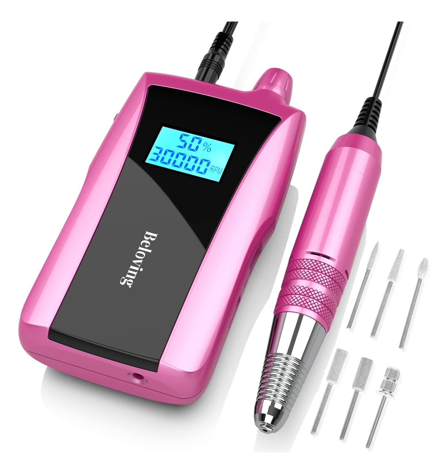 Beloving Portable Nail Drill Machine 30000RPM Rechargeable Electric File for Acrylic Nails - Purple - Buy Online on GoSupps.com