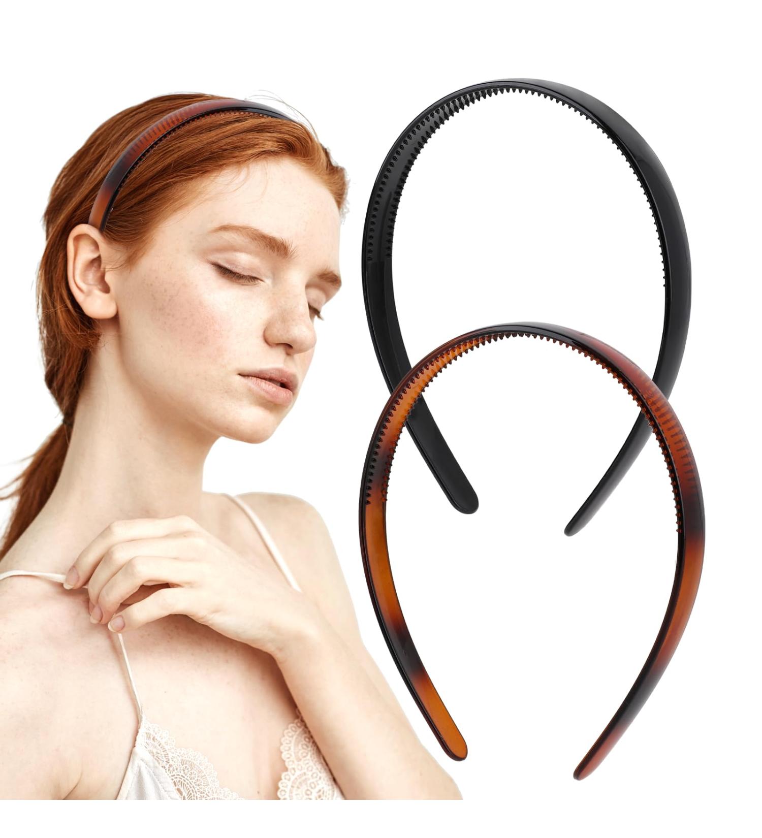 Simple Plastic Headband Hair Hoop Plastic Headbands for Women with Teeth Black Brown Headwear Ladies Hair Acessories - Buy Online on GoSupps.com