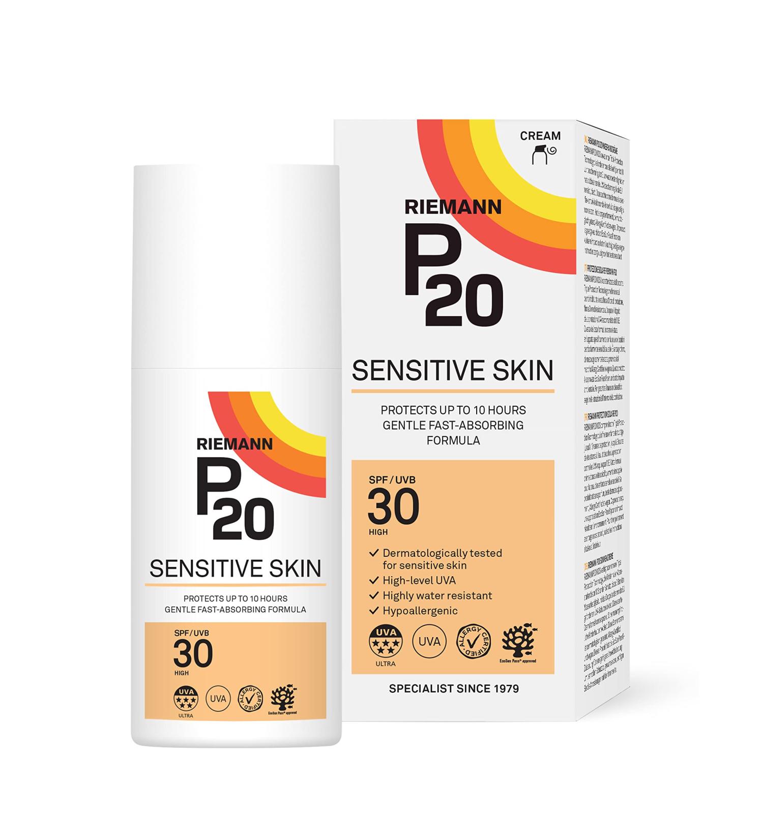 RIEMANN P20 SPF30 Sensitive Sun Cream 200ml High Level UVA Protection for up to 10 Hours Allergy Certification Water Resistant Durable & Long Lasting Sweat Resistant 200 ml (Pack of 1) SPF30 - Buy Online on GoSupps.com