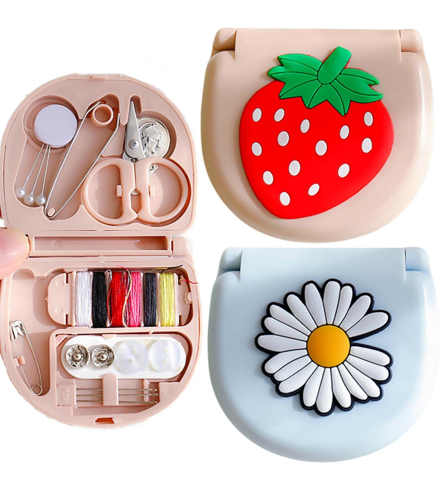 FKOG Mini Travel Sewing Kit - 2Pcs Portable Family Repair Supplies & Accessories | DIY Organizer (Strawberry Style) - Buy Online on GoSupps.com