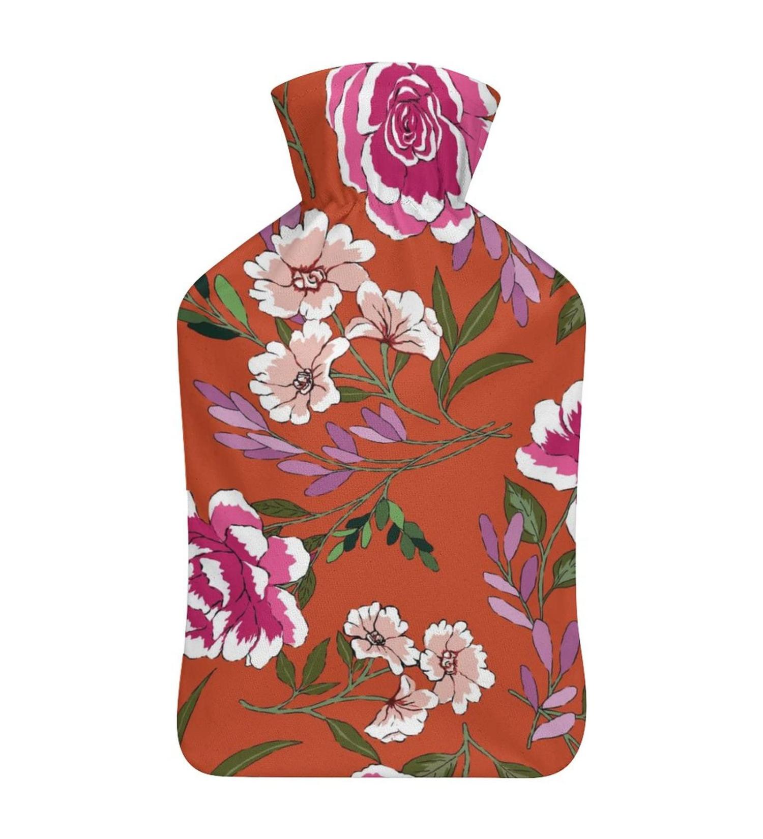 Buy Vintage Flowers Hot Water Bottle with Plush Cover - Hand Warmer for Adults & Children | 26.5x15.3cm - International Shipping Available - Buy Online on GoSupps.com