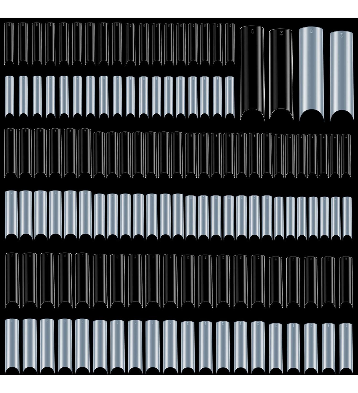 1000 Pieces Extra Long C Curve Half Cover Clear Acrylic Nail Tips - Perfect for DIY & Salon Use | Depth C/U Curved Straight & Square French Nail Forms - Buy Online on GoSupps.com