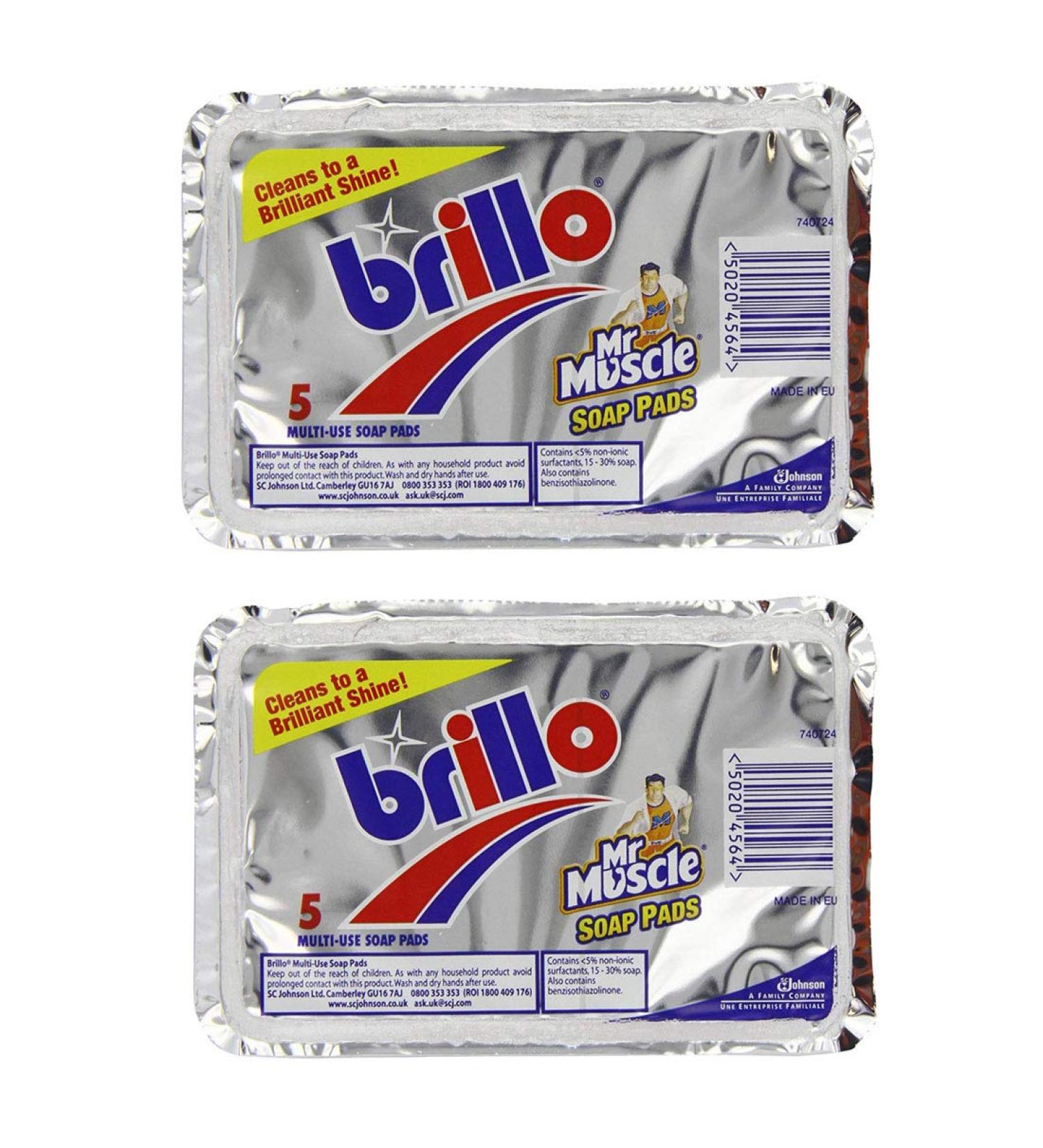 Brillo Scouring Pads with Soap Pack of 2 Ideal for Cleaning Pots Pans BBQs Grills and Ovens. - Buy Online on GoSupps.com