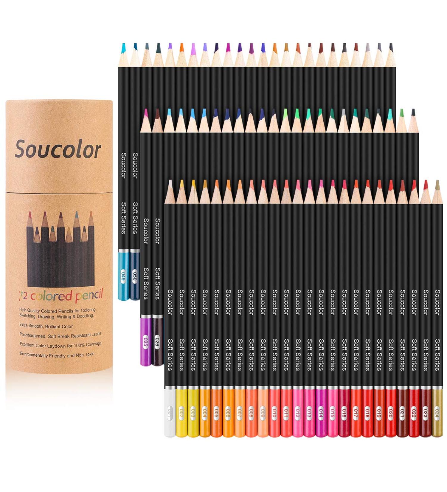 SOUcolor 72-Color Soft Core Colored Pencils for Adult Coloring Books - Artist Sketching & Drawing Set for Beginners and Kids | Art Craft Supplies & Gift - Buy Online on GoSupps.com