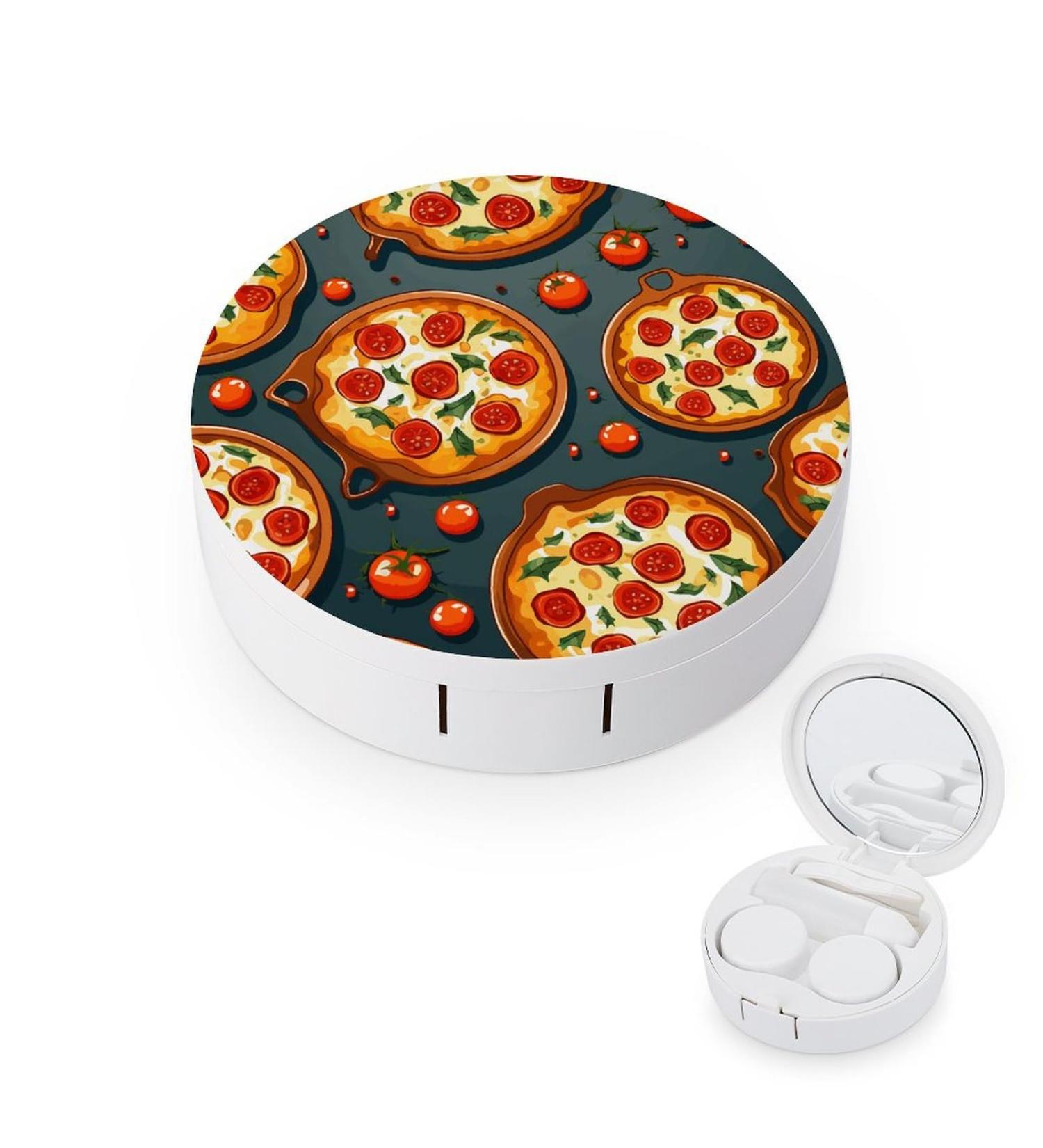 Pizza Print Contact Lens Case - Stylish & Travel-Friendly Lens Care Box - Buy Online on GoSupps.com