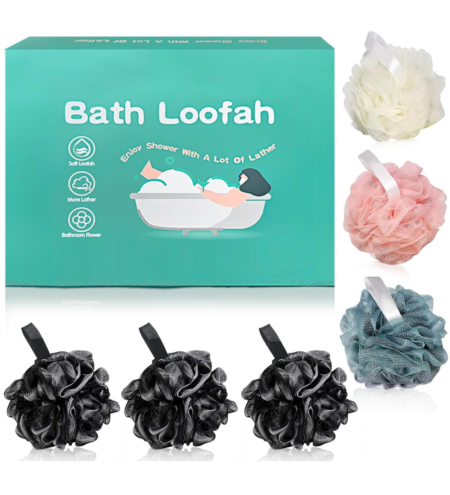 Buy Amazerbst Loofah Sponge Set - Pack of 6 (Pink White Blue Black) for Women & Men | Durable & Eco-Friendly Exfoliation - Buy Online on GoSupps.com