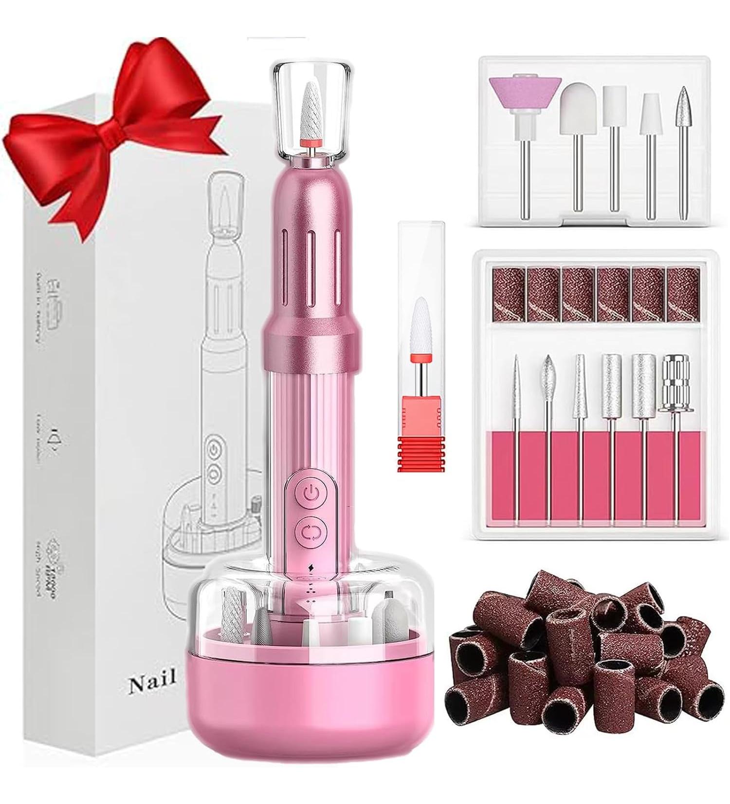 Electric Nail Files Professional Portable Nail Drill for Acrylic and Gel Manicure Pedicure Set with Rechargeable Base for Nail Enthusiasts - Buy Online on GoSupps.com