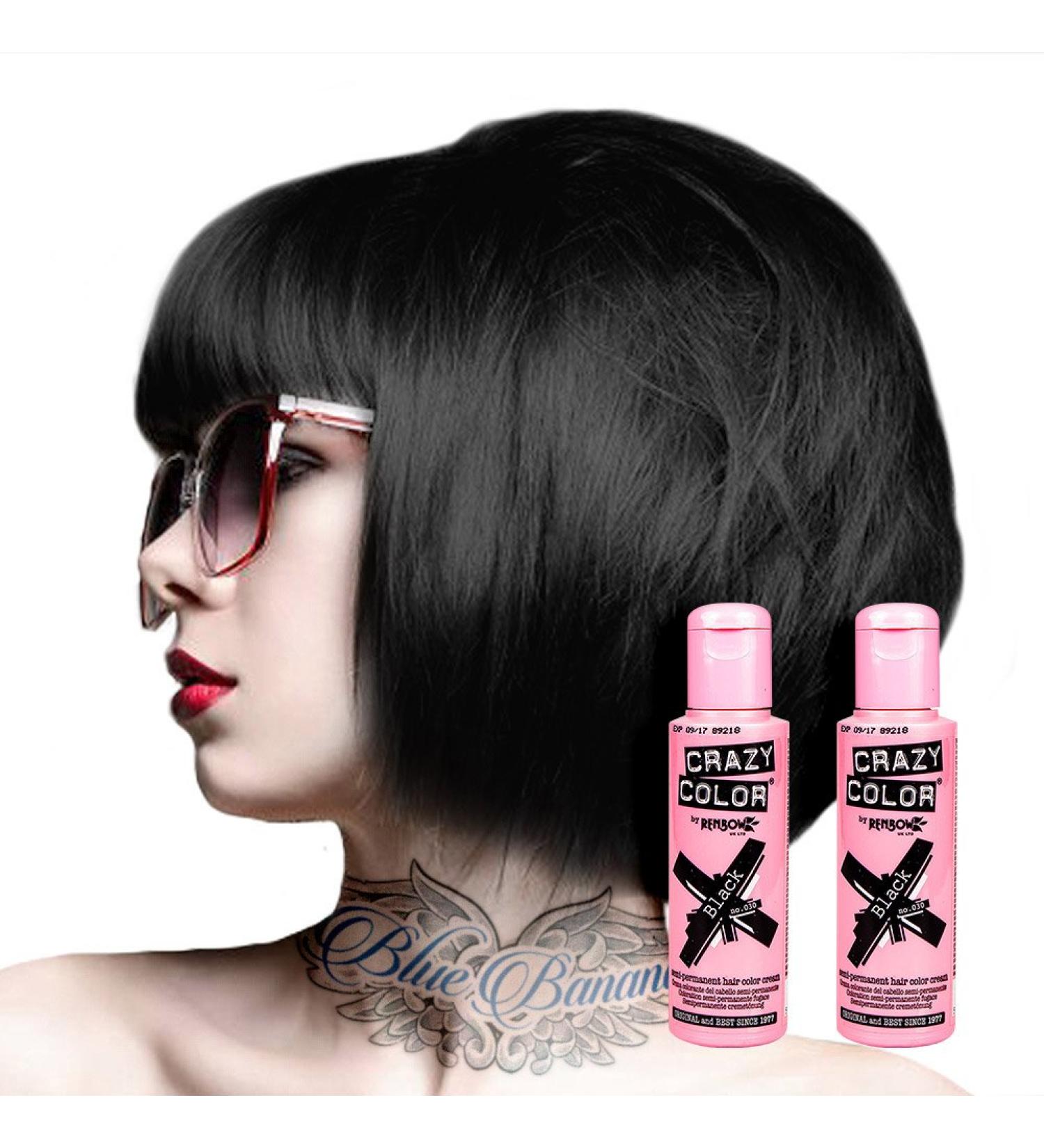 Crazy Color Semi-Permanent Hair Color - Vibrant Black 100ml (Pack of 2) - Long-Lasting International Shipping - Buy Online on GoSupps.com