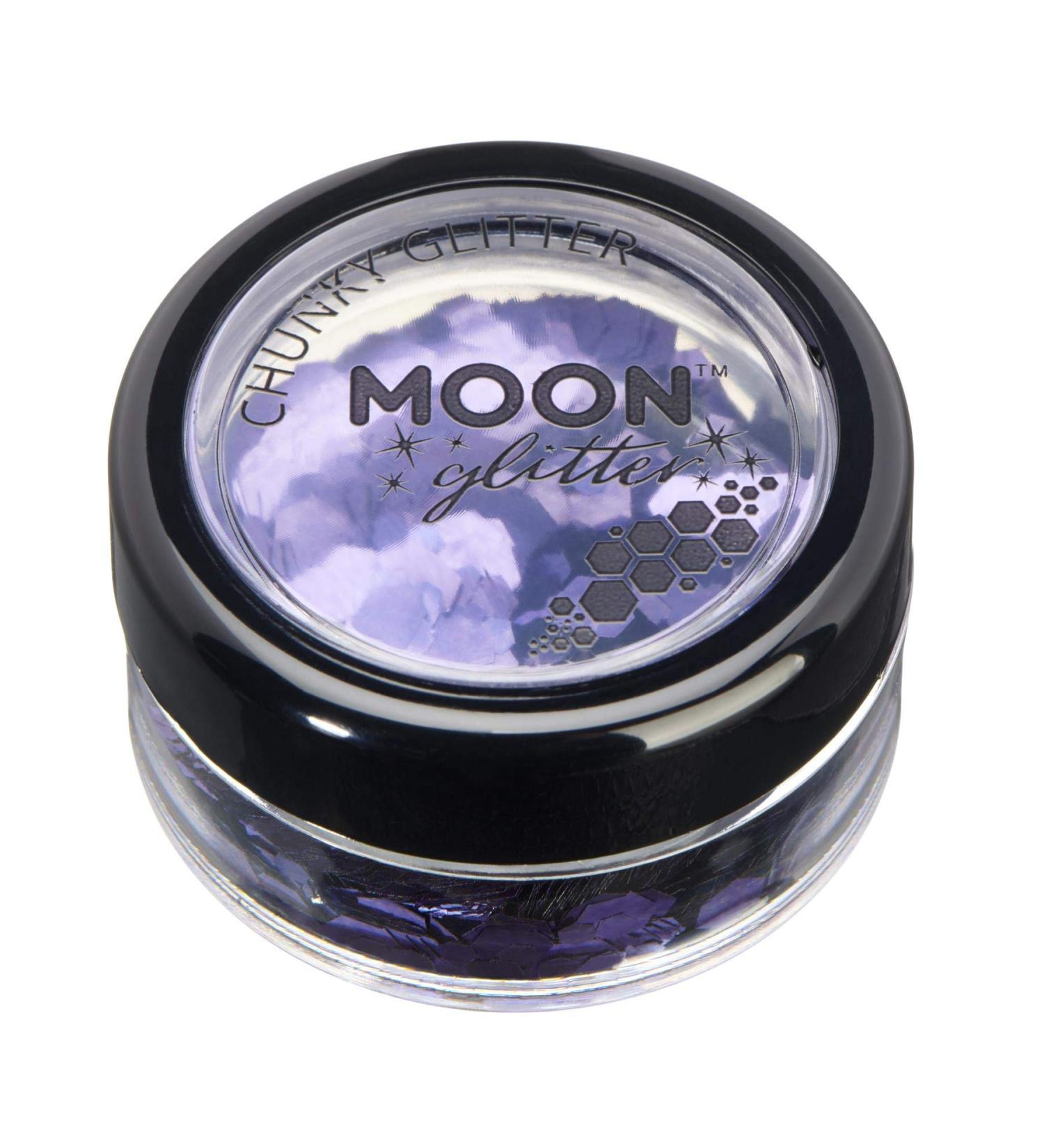 Moon Glitter Lavender Chunky Glitter - Cosmetic Festival Makeup for Face, Body, Nails, Hair & Lips - 3g - Buy Online on GoSupps.com