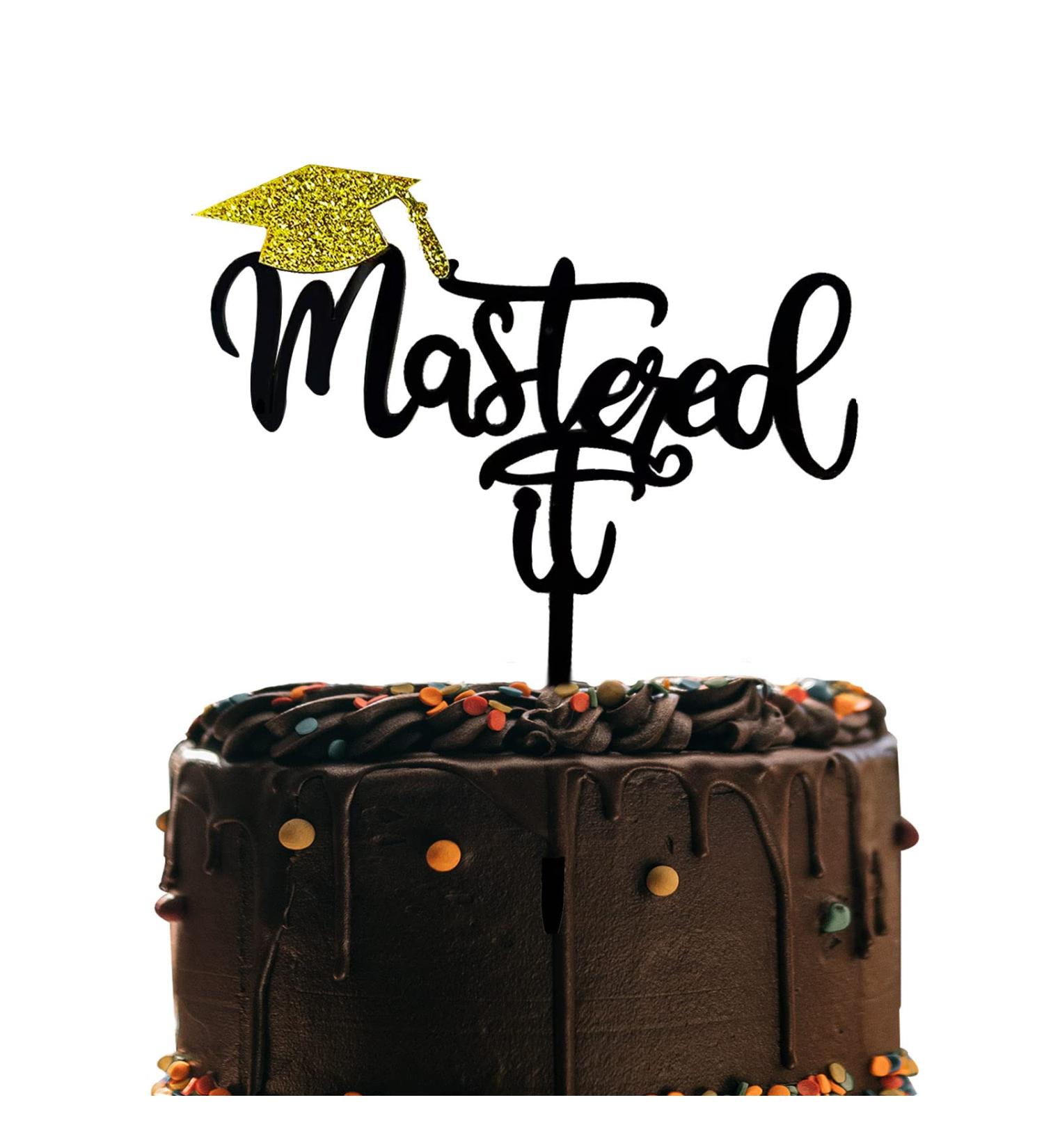Master It Cake Topper Gold Acrylic Congrats Grad Cake Pick for 2024 Graduation Party Decoration - Buy Online on GoSupps.com