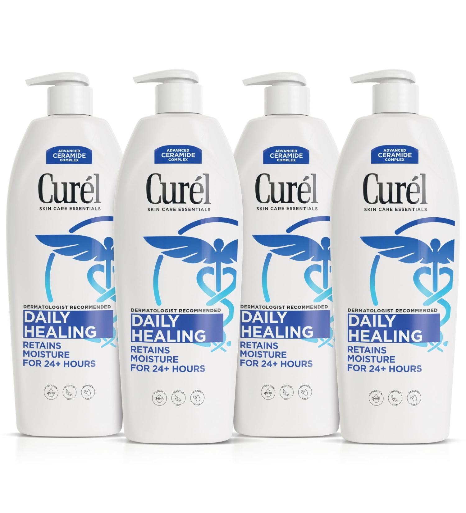 Curel Daily Healing Body Lotion for Dry Skin Dermatologist Recommended Hydrating Body Lotion with Advanced Ceramides Complex 20 Oz Pack of 4 - Buy Online on GoSupps.com