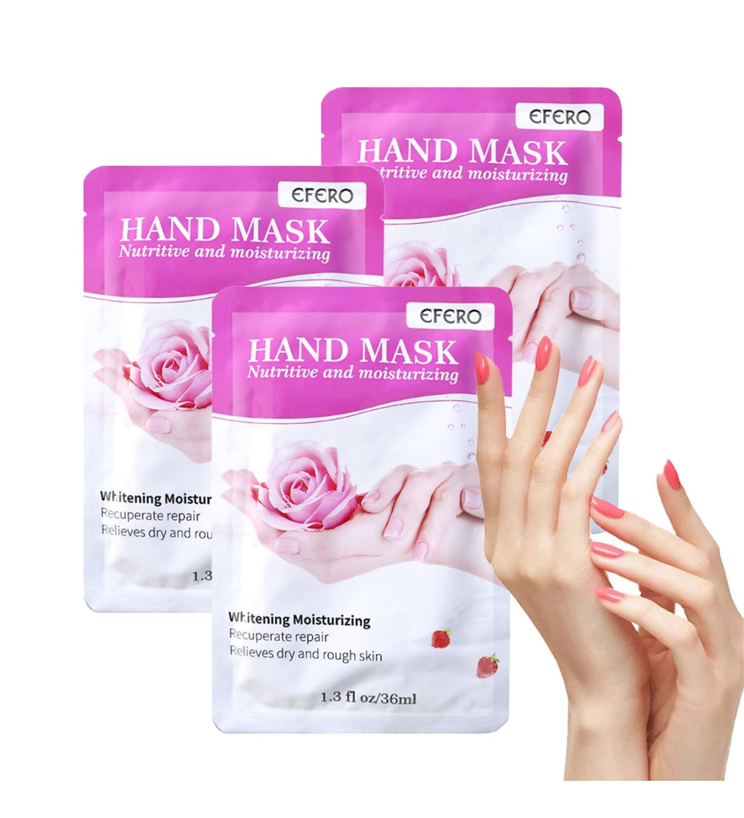 Rose Hand Moisturizer Gloves 3-Piece Set - Plant Extracts for Dry & Cracked Hands, Intense Skin Nutrition, Whitening & Anti-Aging, Repair Rough Skin - Buy Online on GoSupps.com