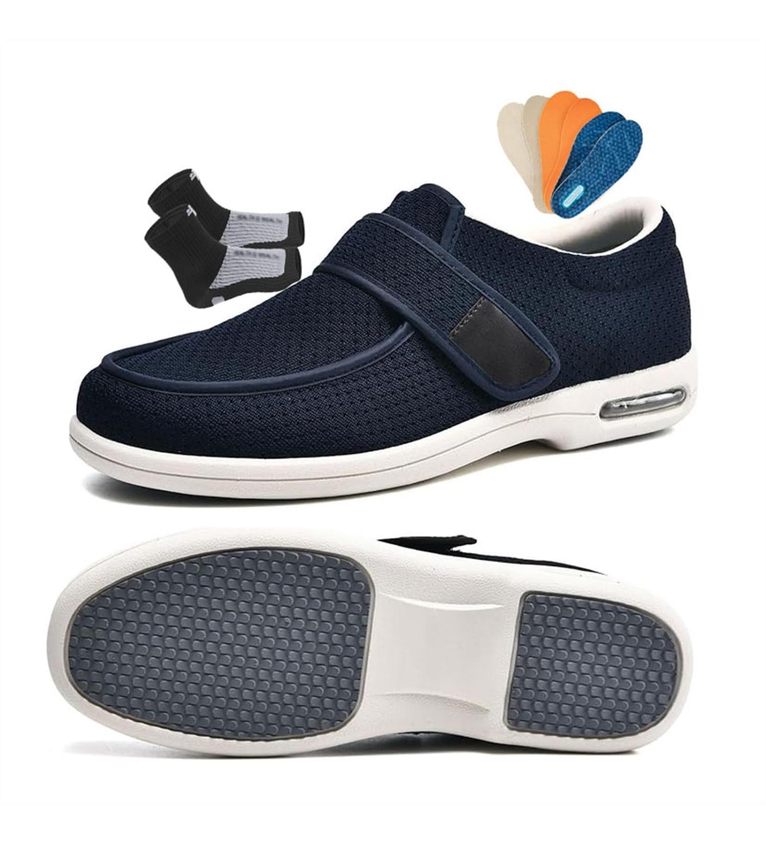 Plantar Fasciitis Shoes for Women | Adjustable Extra Wide Slip-On & Orthopedic Walking Shoes for Elderly & Diabetic Feet - Dark Blue 9.5 - Buy Online on GoSupps.com