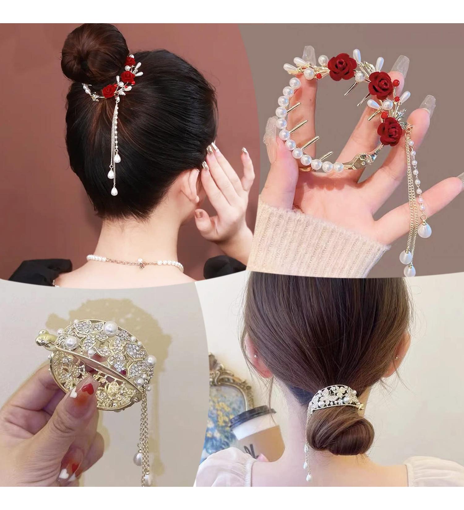 2PCS Flower Ponytail Hair Accessories Hair Claws Clip French Style Barrette for Women - 2 Pack - Buy Online on GoSupps.com