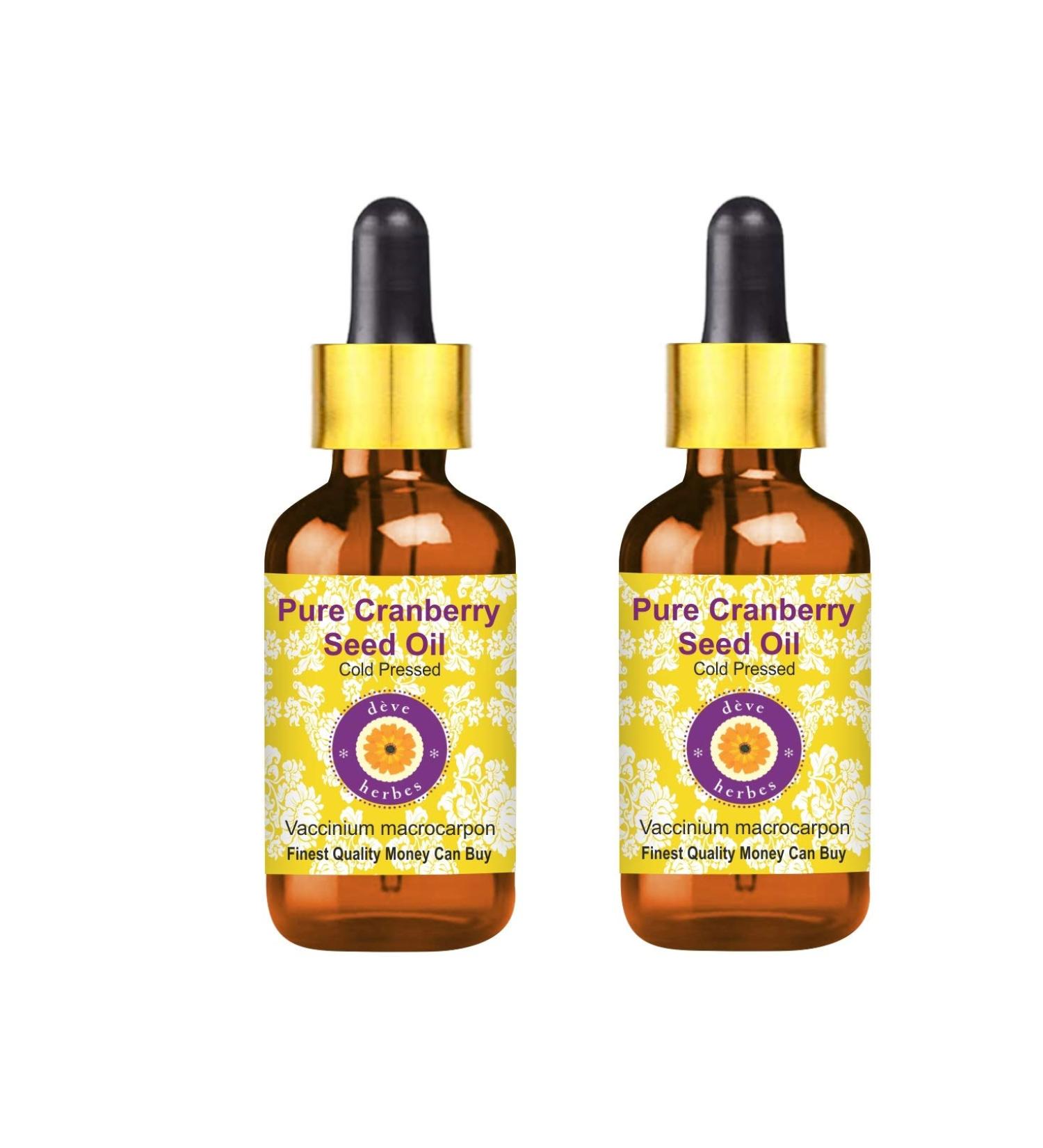 DEve Herbes Pure Cranberry Seed Oil - Cold-Pressed Natural Therapeutic Quality (Pack of 2 100ml) - International Shipping Available - Buy Online on GoSupps.com