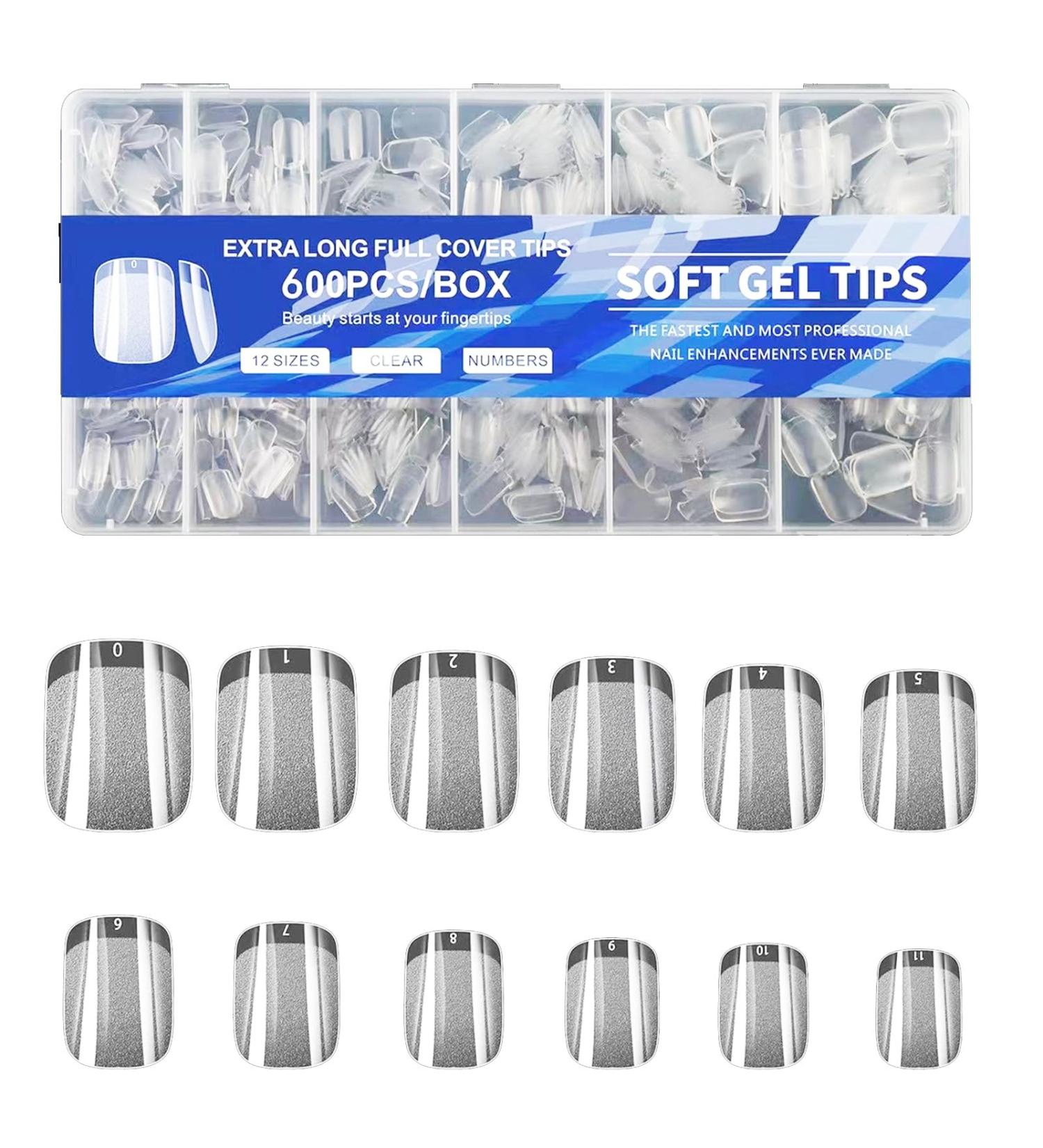 Short Nail Tips - 600PCS Half Matte Soft Gel Nail Tips Full Cover False Nails Tips Clear Acrylic Fake Nails Tips for Press On Nails Short 12 Size 600 PCS (600-Short-C) C Short - Buy Online on GoSupps.com