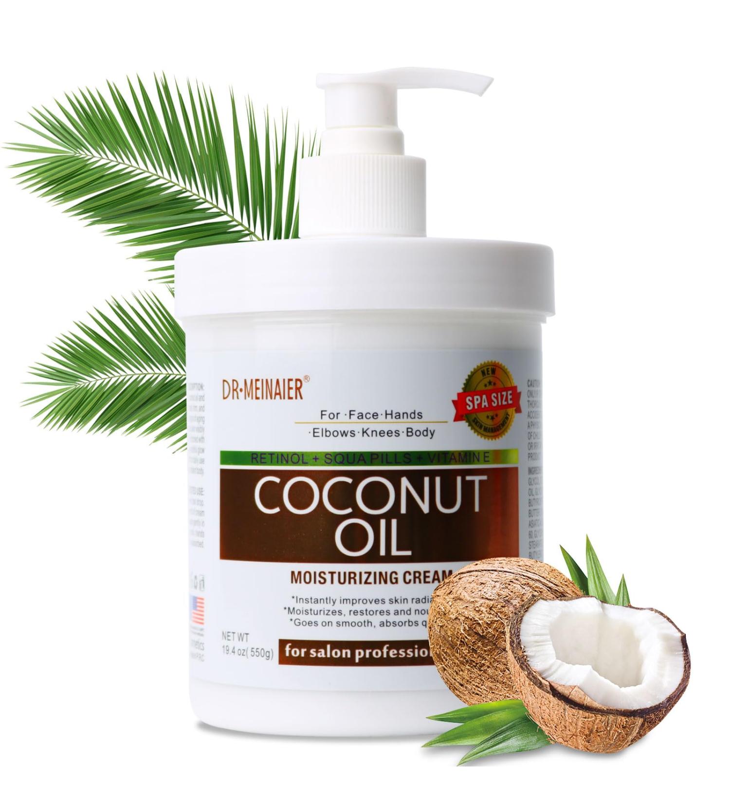 Luvee coconut Oil Lotion 550ml Coconut Body Cream with Retinol & Vitamin E Coconut Oil for Face Body & Hands Anti Aging Firming Intense Hydration For Dry & Dull Skin - Buy Online on GoSupps.com
