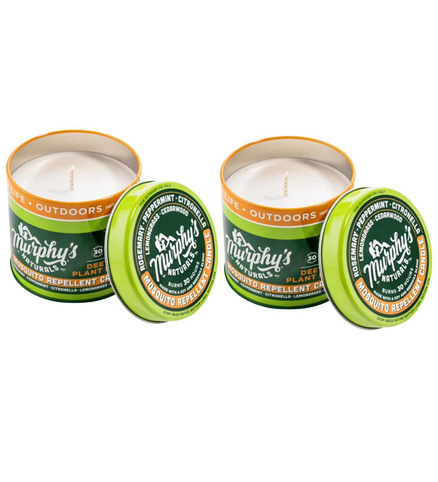 Murphy's Naturals Mosquito Repellent Candle 2 Pack | DEET Free | Plant Based Essential Oils | 30 Hour Burn Time - Buy Online on GoSupps.com