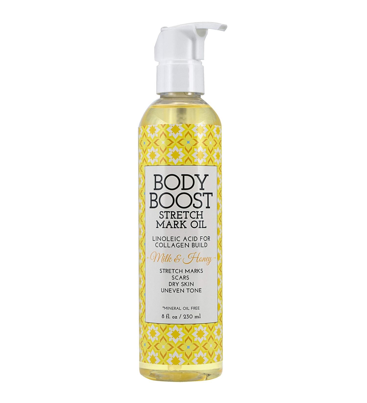 Body Boost Milk & Honey Stretch Mark Oil 8oz- For Stretch Marks and Scars- Pregnancy and Nursing Safe 8 Fl Oz (Pack of 1) - Buy Online on GoSupps.com