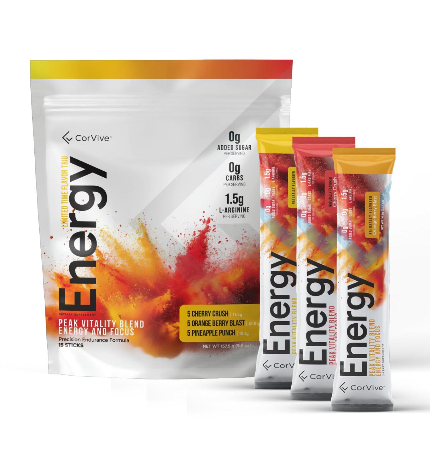 Energy Drink Mix Variety Pack - Natural Energy & Focus Supplement with Carnosyn Ashwagandha L-Arginine Theobromine - Zero Sugar 5 Calories 120mg Caffeine - Buy Online on GoSupps.com