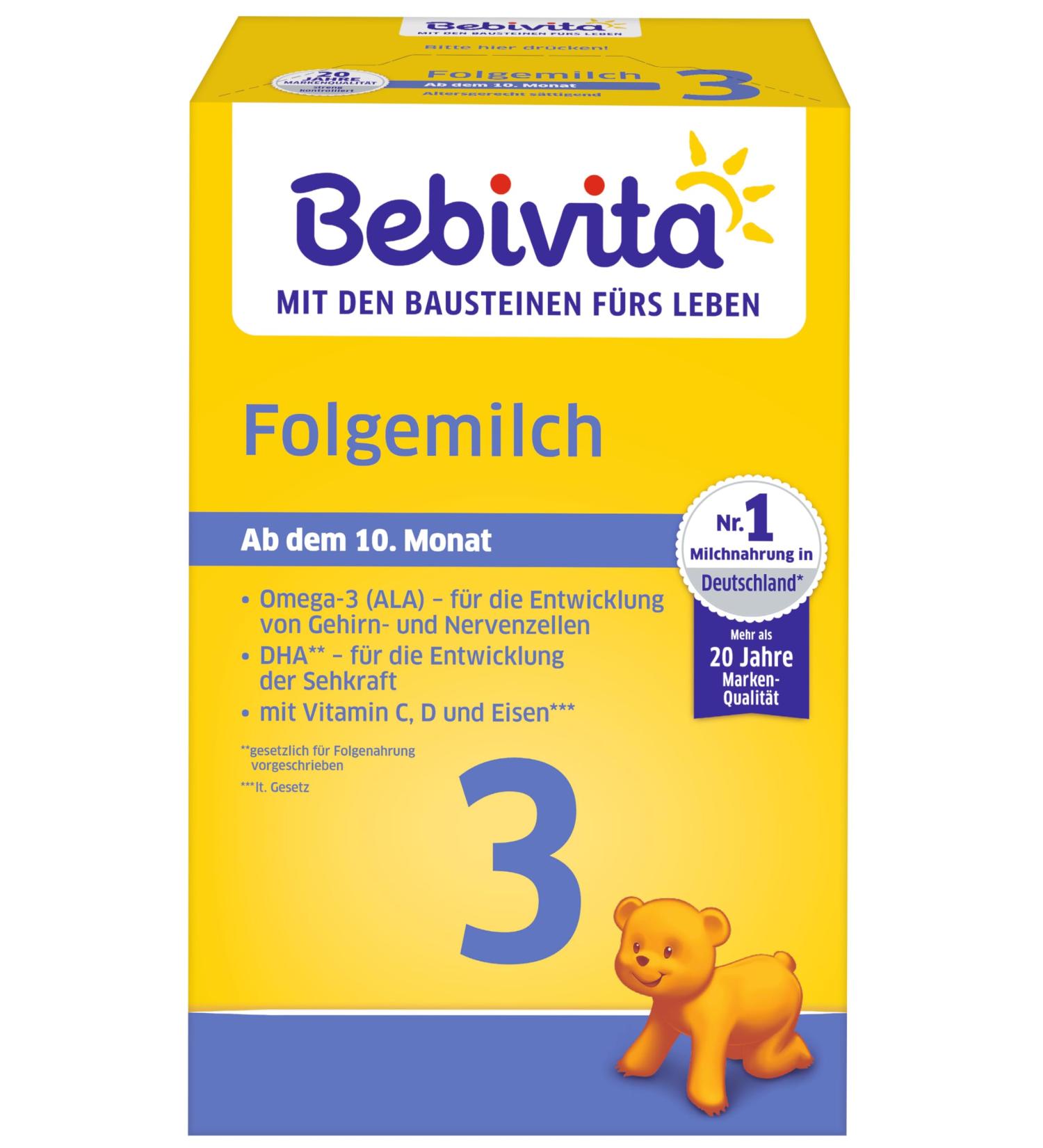Bebivita Milk Formula 3 - Follow-On Milk (4 x 500g) for Infants | Buy Internationally - Buy Online on GoSupps.com