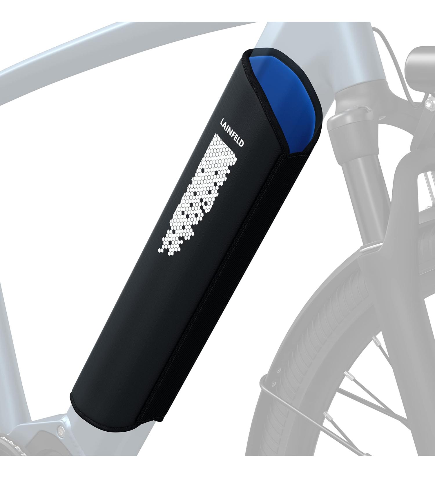 Lainfeld E-Bike Battery Protective Cover | Universal Fit | 30-41 cm Circumference | Neoprene Protection Against Cold & Dirt | Reflectors | Black-Blue E-Bike Accessories - Buy Online on GoSupps.com