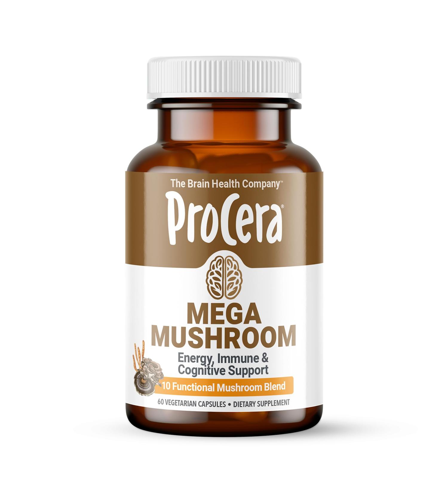 Procera Mega Mushroom - Improved Memory, Natural Energy & Mental Clarity - Clear Mind - Lift Brain Fog - Immune Support - Detox - Lions Mane Chaga Cordyceps Shiitake Turkey Tail - 60 Count - Buy Online on GoSupps.com