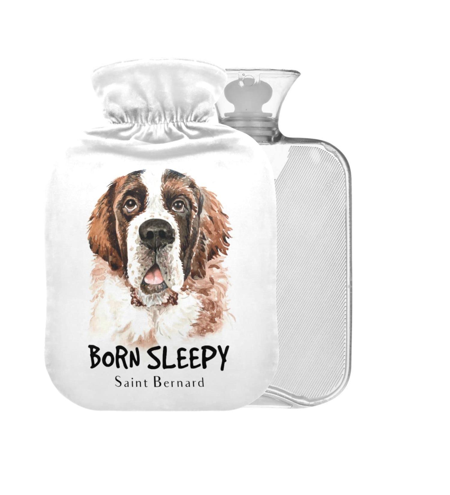 St. Bernard Hot Water Bottle with Cover - 1L BPA Free Small Hot Water Bag for Pain Relief & Cramps | International Shipping - Buy Online on GoSupps.com
