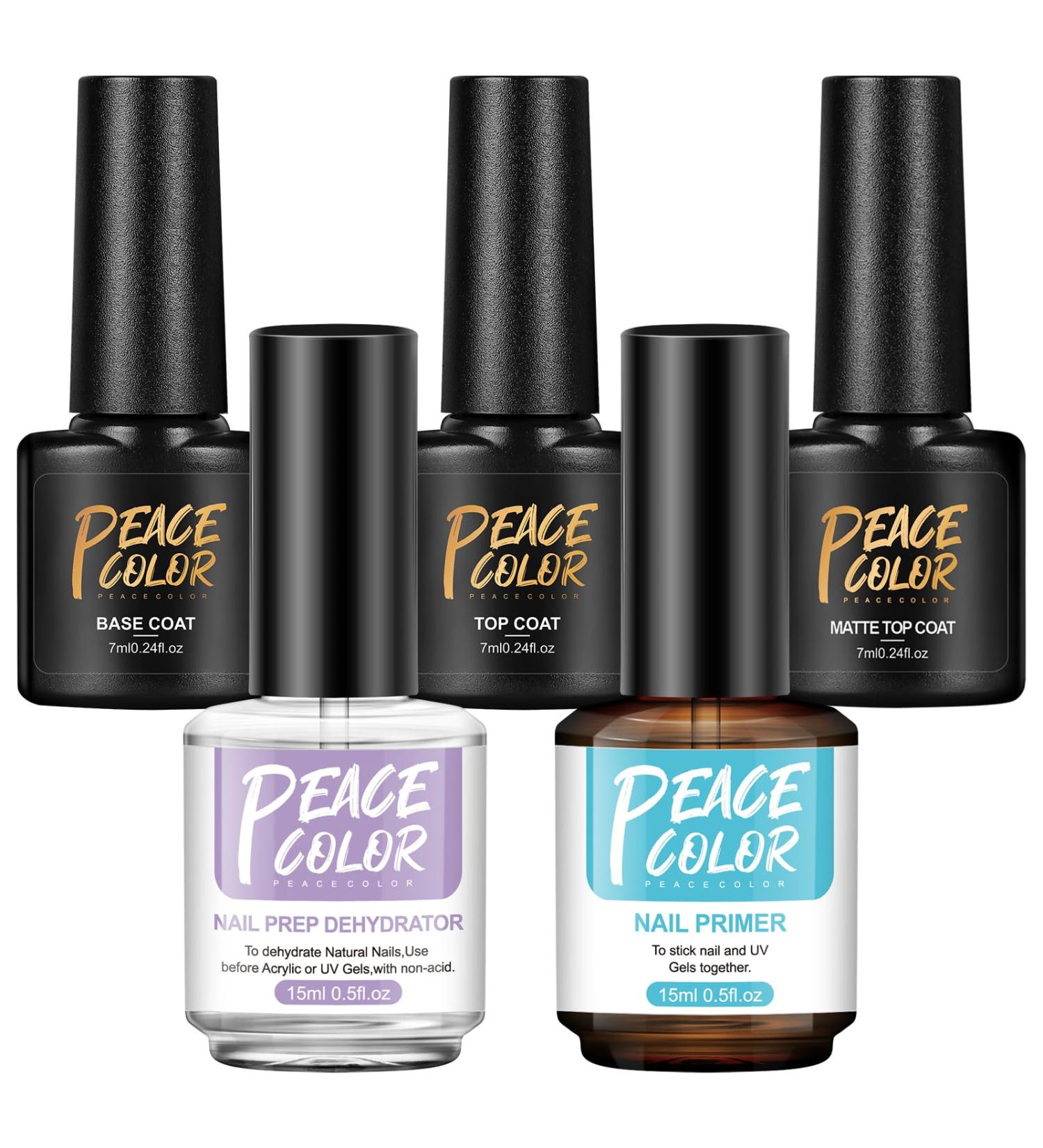 PEACECOLOR 7ML Base and Top Coat Matte Top Coat 15ML Nail Prep Dehydrator and Primer Kit Superior Bonding for Acrylic Set Poly Nail Gel Supplies Set Home DIY Nail Art Use color 200 - Buy Online on GoSupps.com