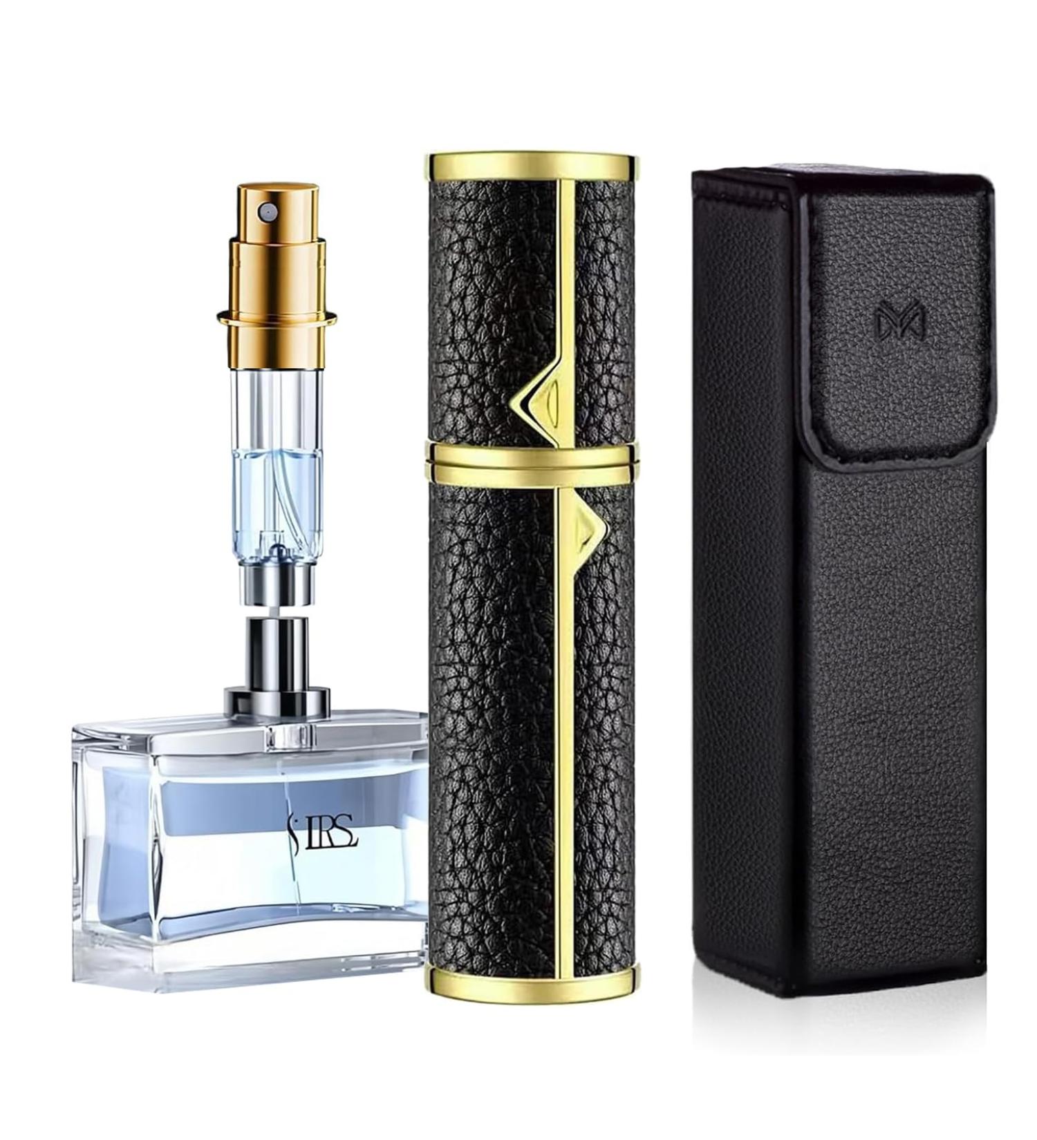 Travel Perfume Bottle Refillable - Genuine Leather Atomizer Leakproof Mini 5ml Sprayer for Purse & Trips - Ideal Gift (Black - Buy Online on GoSupps.com