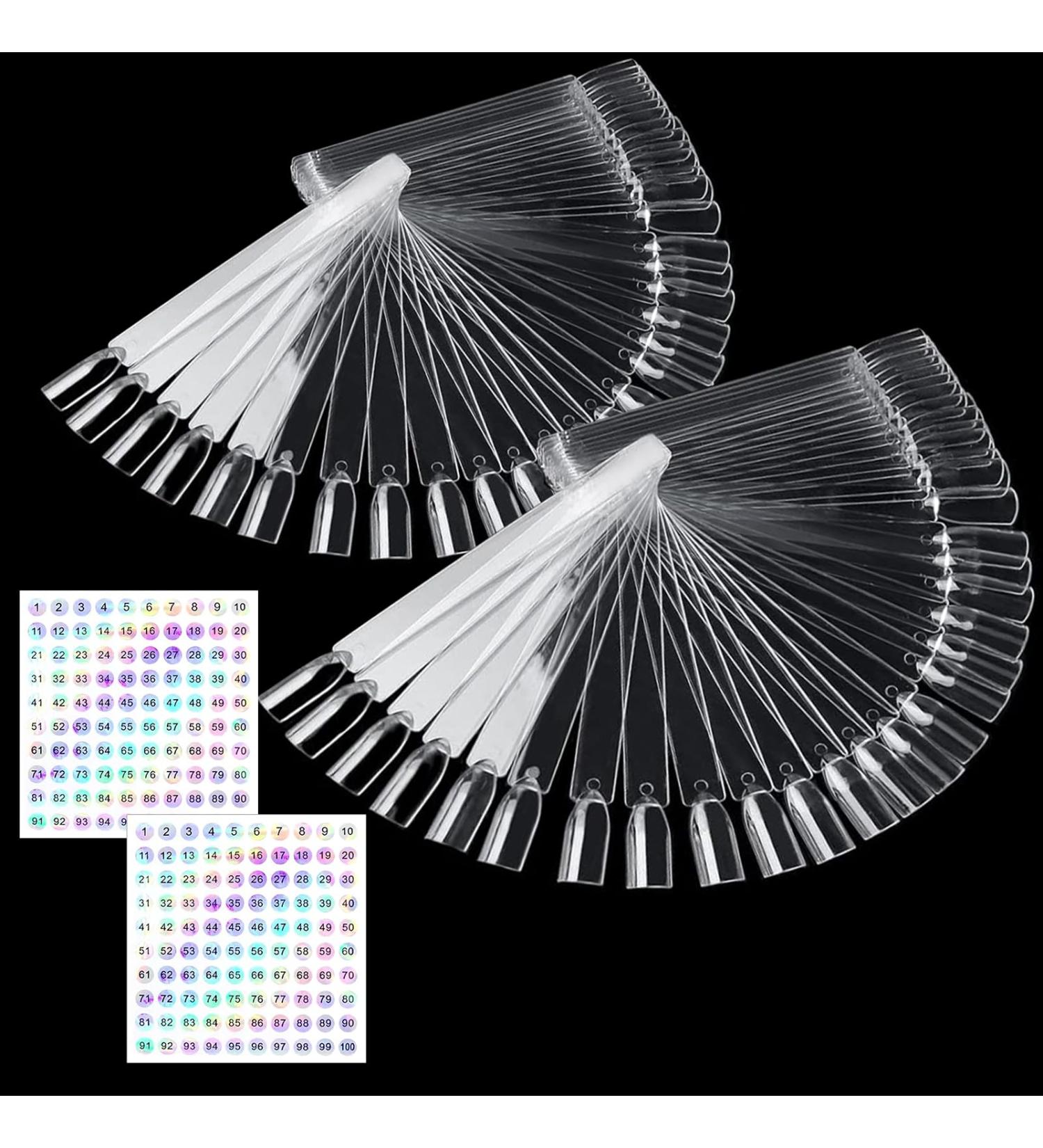 100 Nail Display Tips with Ring & Number Stickers - Transparent Nail Art Tip Rings for Salon Exercises - Buy Online on GoSupps.com