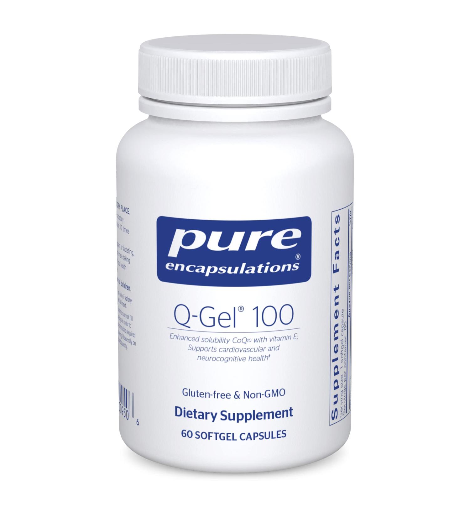 Buy Pure Encapsulations Q-Gel 100 | Hydrosoluble CoQ10 with Vitamin E | 60 Softgel Capsules for Optimal Health - Buy Online on GoSupps.com