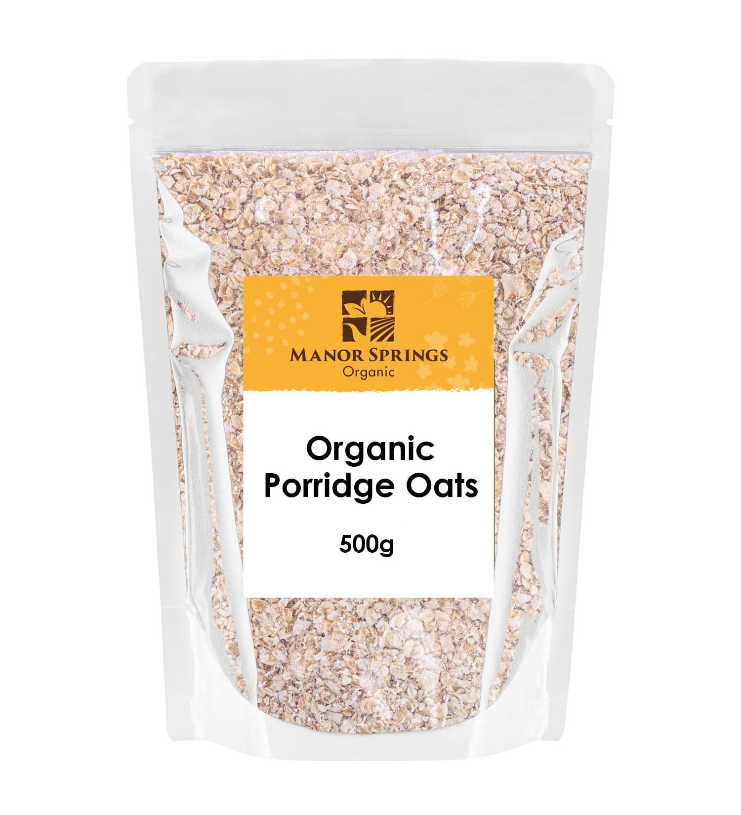 Organic Porridge Oats (Rolled Oat Flakes) 500g by Manor Springs Organic - Buy Online on GoSupps.com