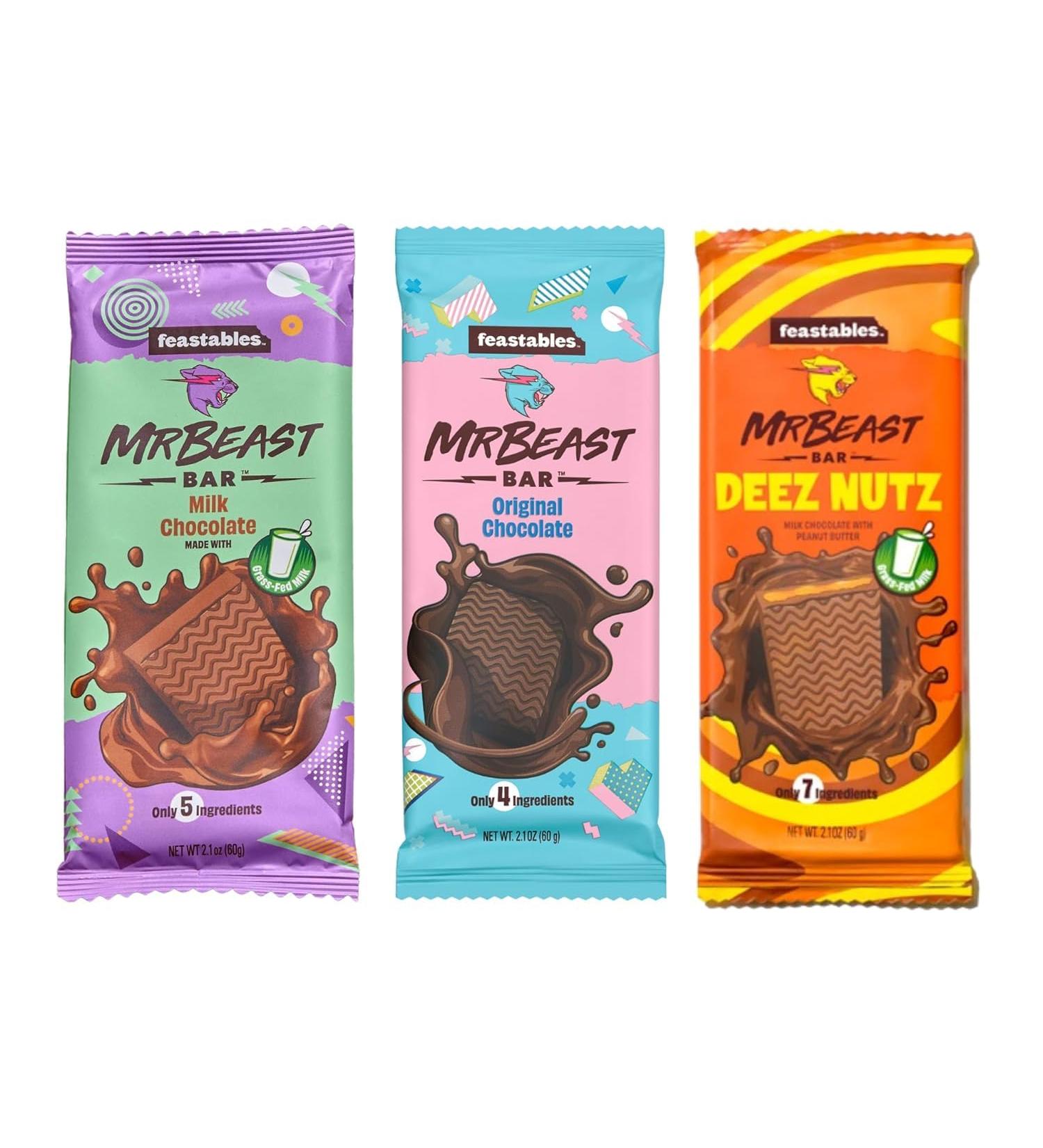 Feastables MrBeast - Try Pack - Pack of 3 - Original / Deez Nutz/Milk - Buy Online on GoSupps.com