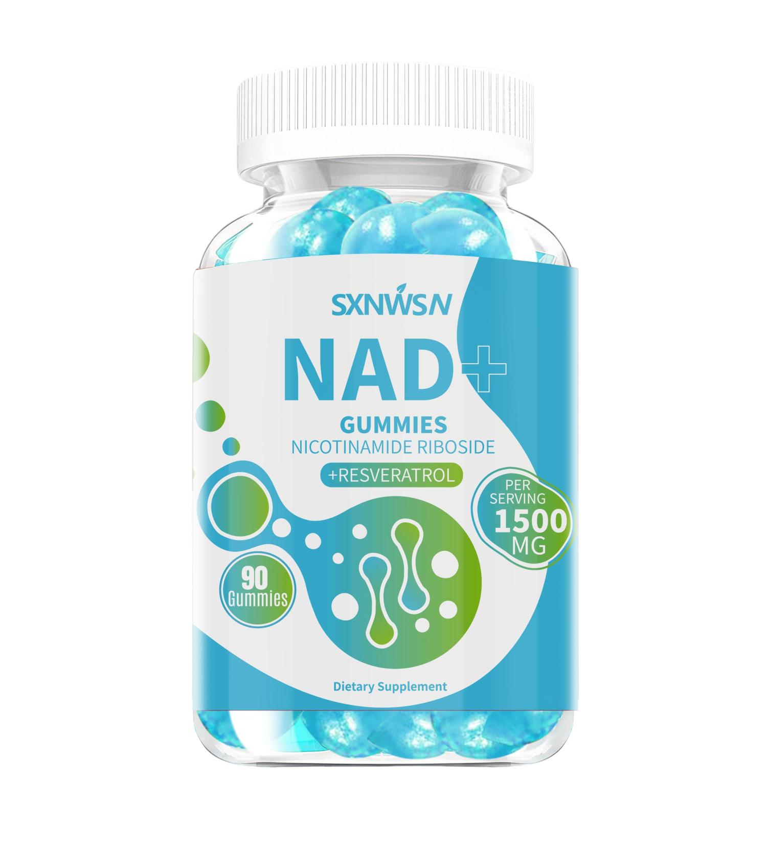 SXNWSN NAD Supplement NAD+ Gummies with Nicotinamide Riboside Trans-Resveratrol Quercetin - Anti-Aging Energy Support & Cellular Health Sugar-Free Blueberry Flavor 90 ct - Buy Online on GoSupps.com