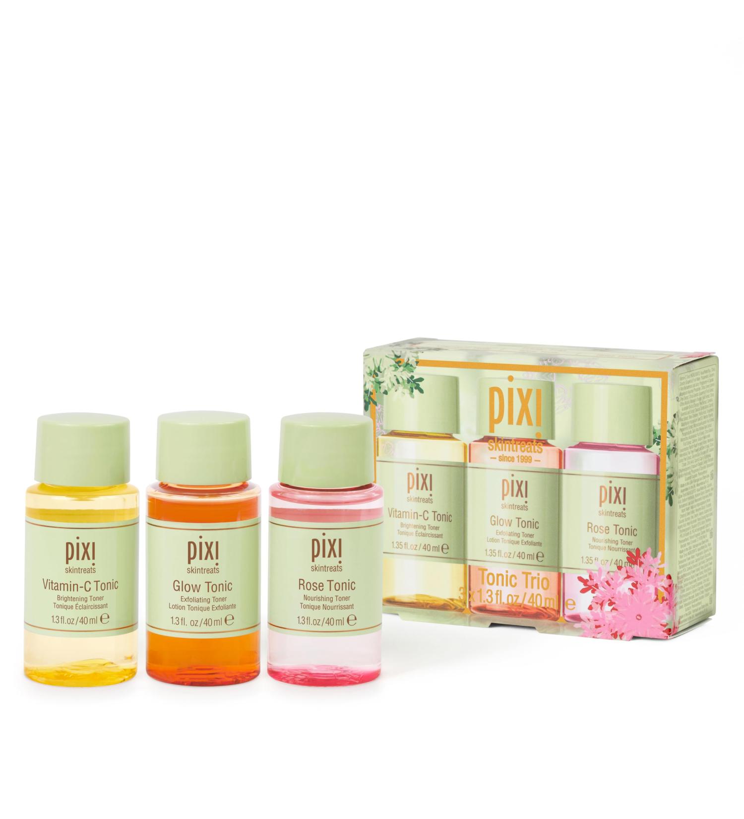 Pixi Beauty Tonic Trio | Holiday Edition Gift Set with 3 Pixi Favorite Tonics | Glow Tonic, Vitamin- C Tonic, Rose Tonic | Calming, Hydrating, Gentle Exfoliating and Smoothing 1 Count (Pack of 3) - Buy Online on GoSupps.com