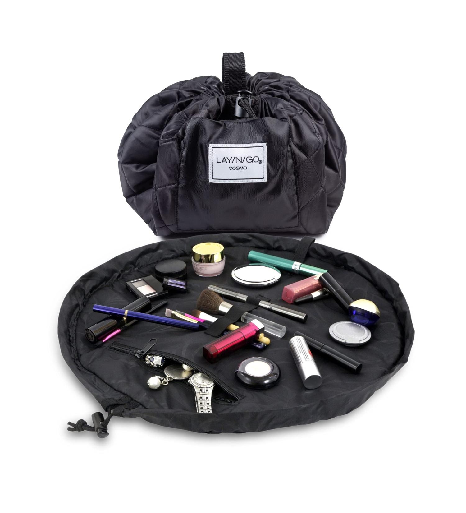 Lay-n-Go Cosmo 20 inch Black Makeup Organizer Bag for Travel & Daily Use - Durable Patented Design, Perfect Gift Idea - Buy Online on GoSupps.com