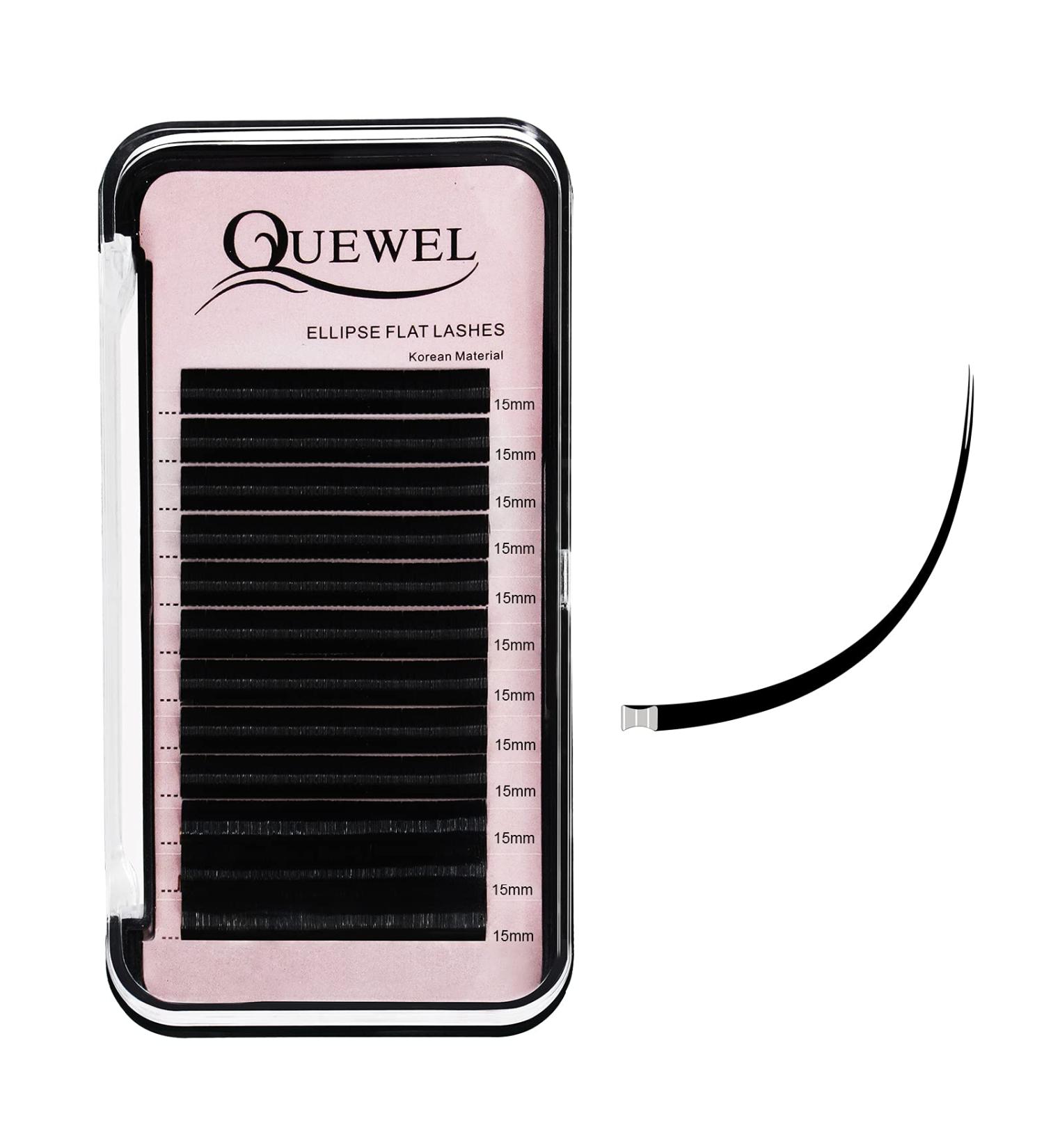 Flat Lashes QueWel | Ellipse Eyelashes for 1:1 Extensions | 0.15D Curl 15mm Silk Single Eyelashes - Naturally Black (1 Piece) - Buy Online on GoSupps.com