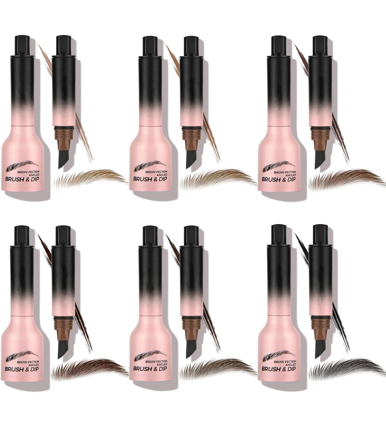 Liquid Eyebrow Brush Beginner Brow-Fection Angled Brush & Dip Waterproof Long Lasting Smudge Proof Brow Pencil with Square Brush and Dip for Eyebrows Quick Drying Outlining Filling (All-6pcs) - Buy Online on GoSupps.com
