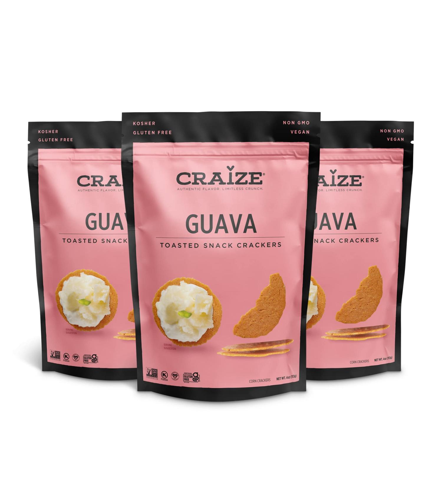 Craize Thin & Crunchy Guava Flavored Corn Crackers - Gluten-Free & Healthy 12oz (3 Pack) - Buy Online on GoSupps.com