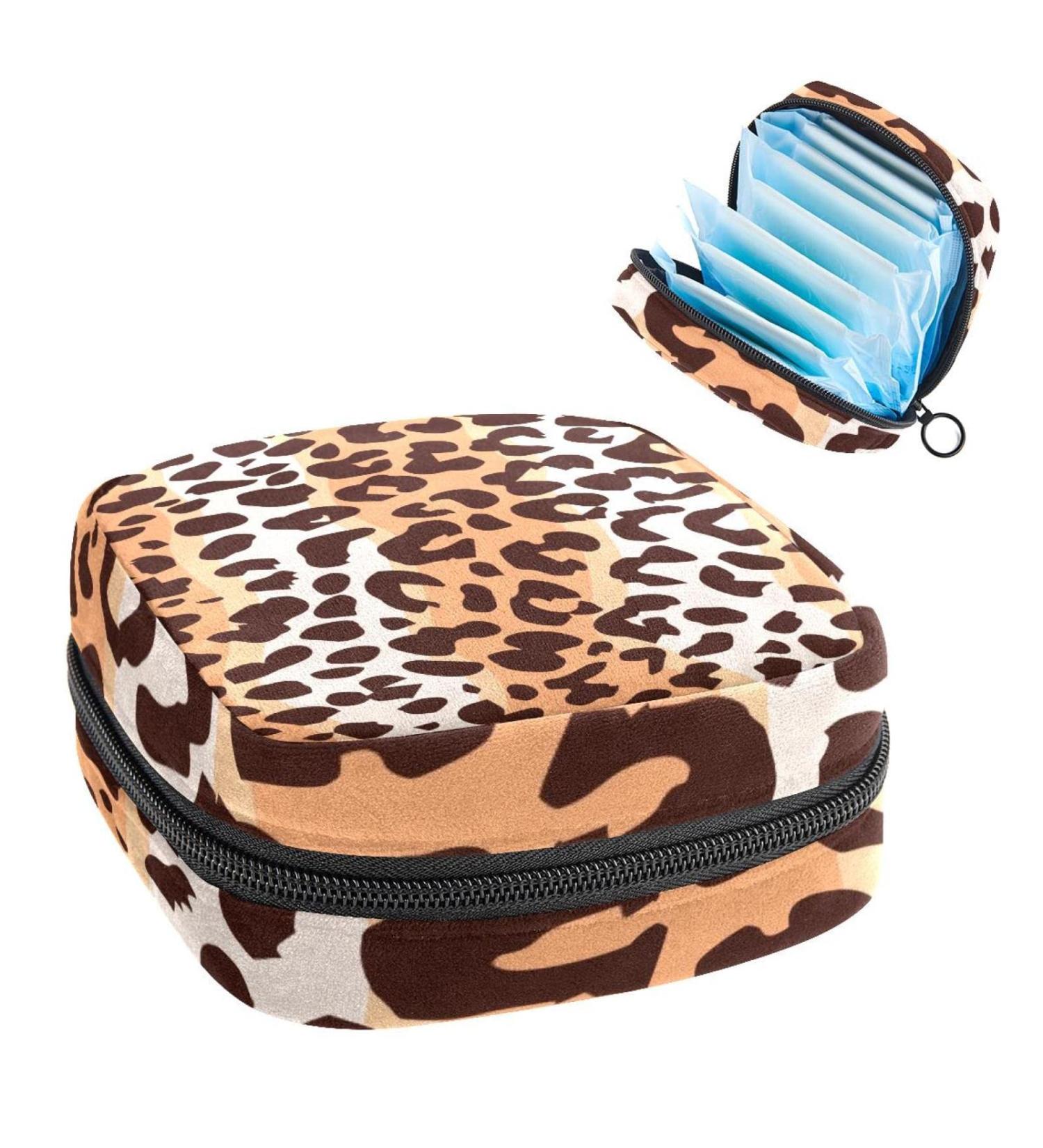 Leopard Pattern Women's Period Kit | Portable Storage Pockets Bag - Ideal for Girls - Buy Online on GoSupps.com