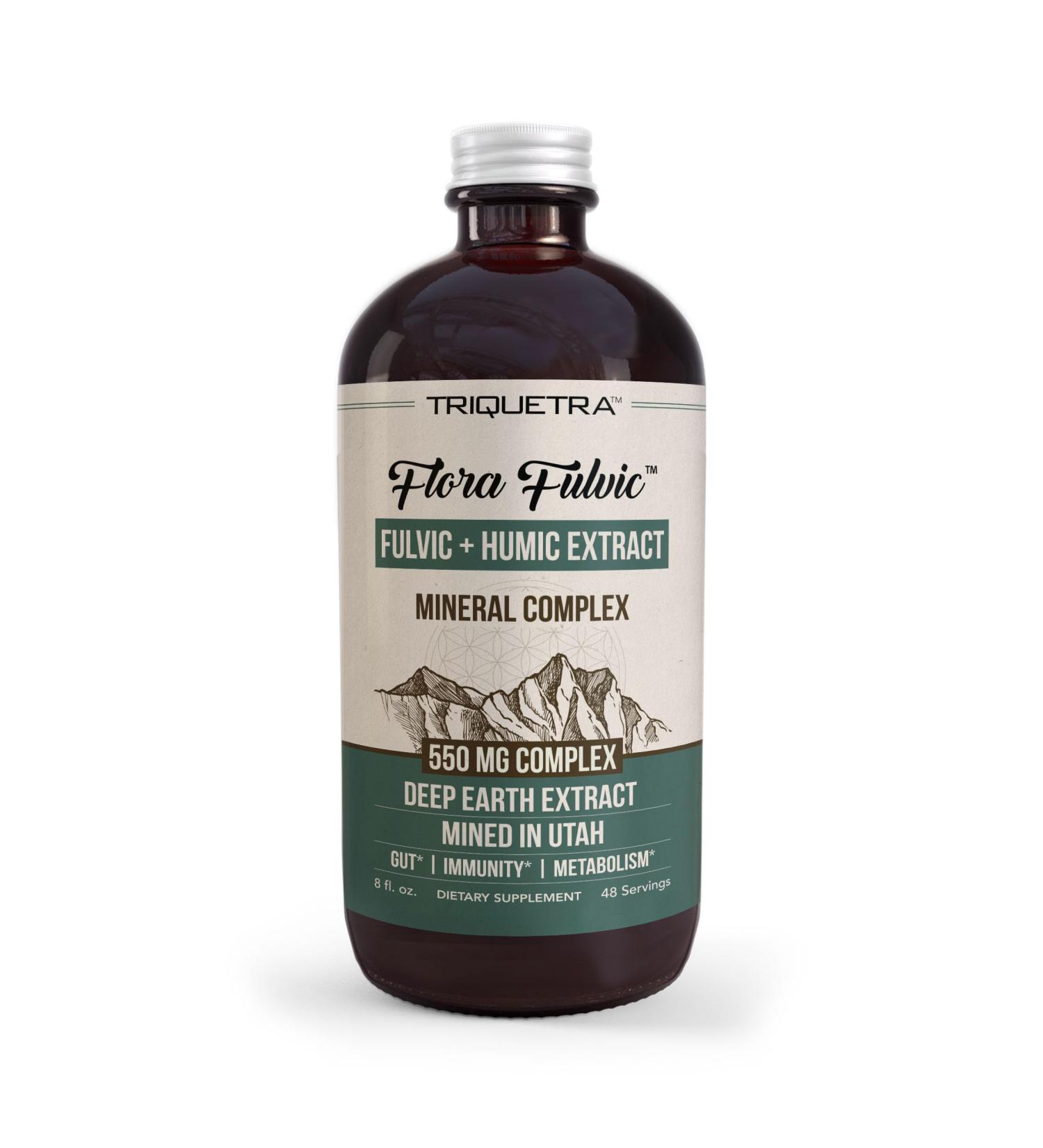 Flora Fulvic | Fulvic Acid + Humic Acid Complex 550 mg | Mined in Utah Prehistoric Deep Earth Extract | Immunity Gut Digestion Natural Trace Mineral Complex Fulvic Acid Supplement 8 fl oz. - Buy Online on GoSupps.com