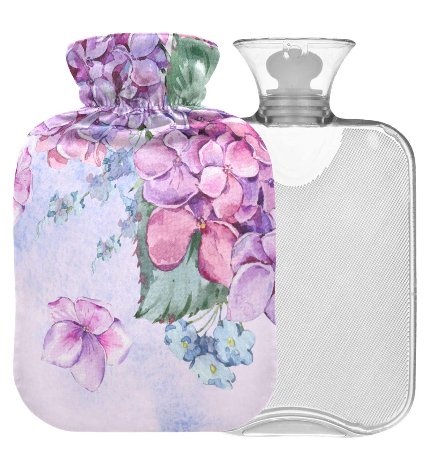 NAANLE Hot Water Bottle with Cover - 1L Transparent | Pain Relief for Menstrual Cramps Hand & Feet | Watercolor Shorts Heat & Cold Therapy - Buy Online on GoSupps.com