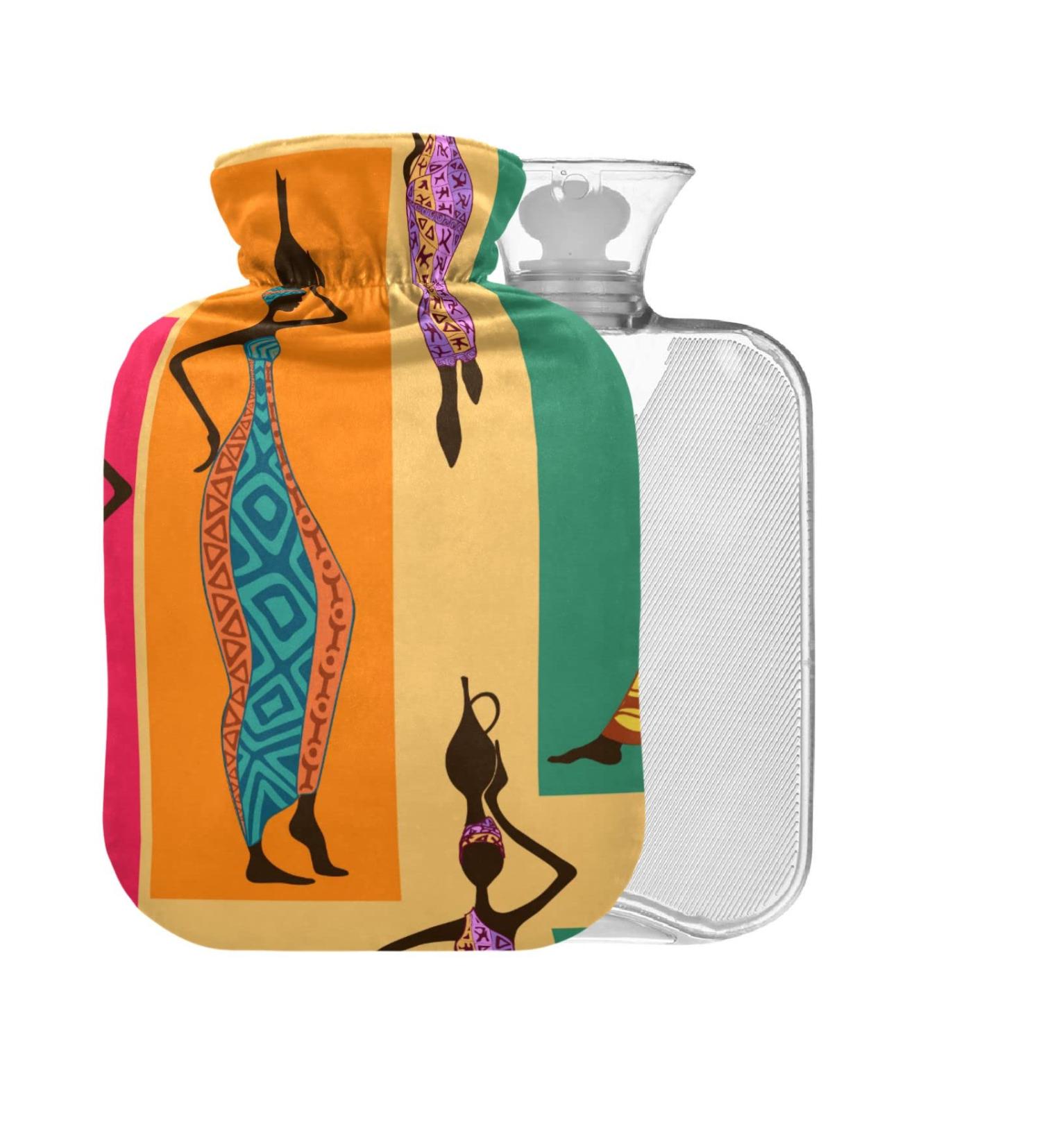 Large BPA-Free Hot Water Bottle with Cover - African Women Design - 2L for Pain Relief Bed Hand & Feet - International Shipping - Buy Online on GoSupps.com