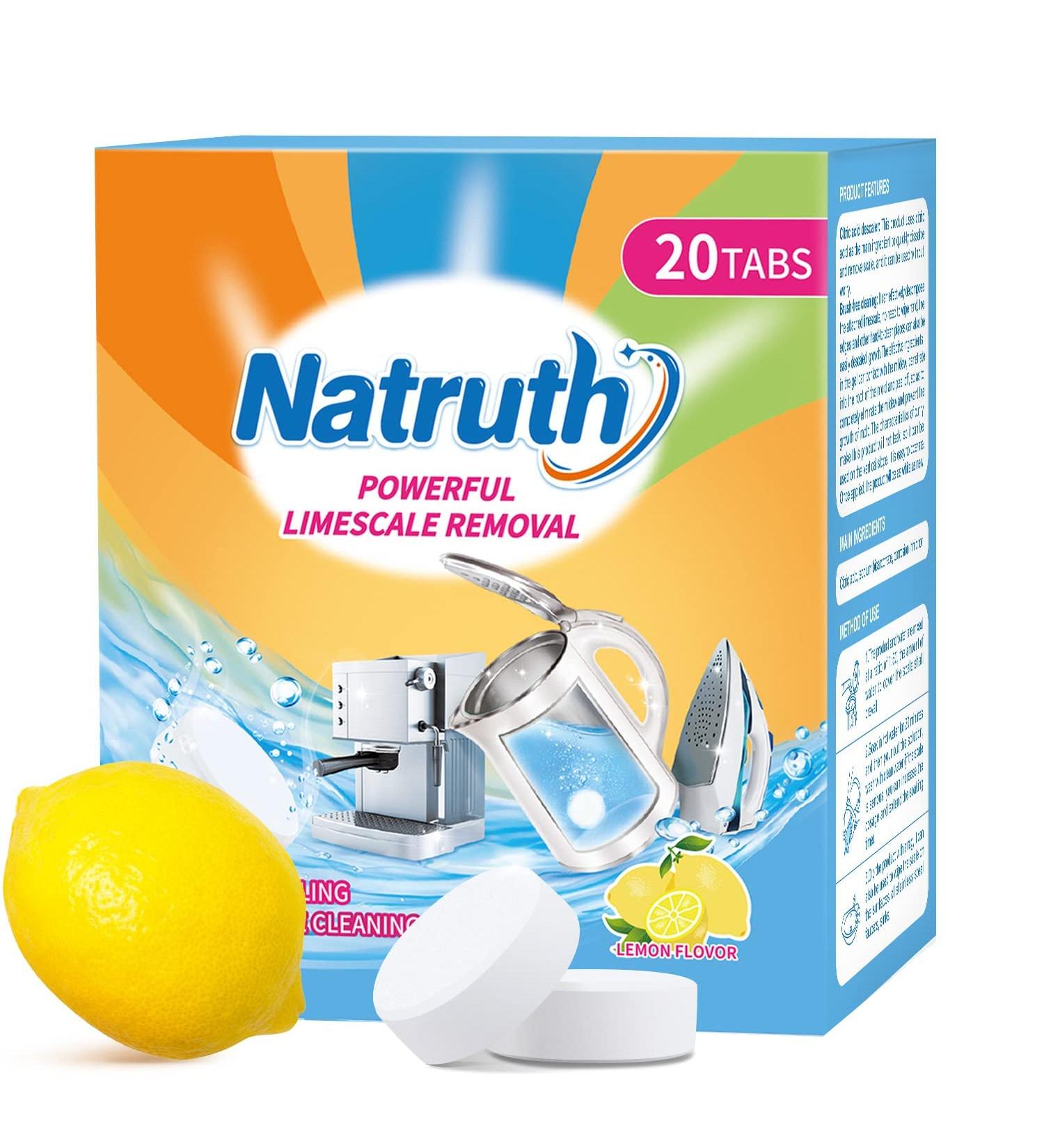 Buy NATRUTH 20 Pack Limescale Removal & Odor-Free Cleaning Tablets | Efficient Kettle & Coffee Cup Descaler for Stainless Steel | International Shipping Available - Buy Online on GoSupps.com